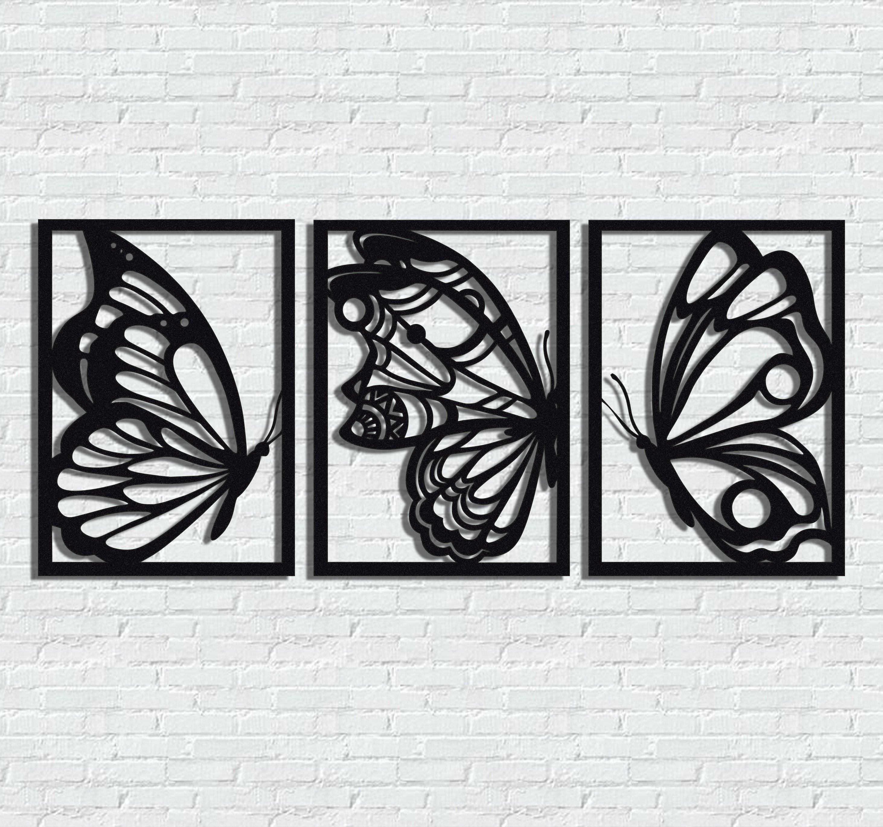 ・"Burtterfly Trio"・Premium Metal Wall Art - Limited Edition - ArtDesigna Glass Printing Wall Art