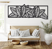 ・"Leaves Trio"・Premium Metal Wall Art - Limited Edition - ArtDesigna Glass Printing Wall Art