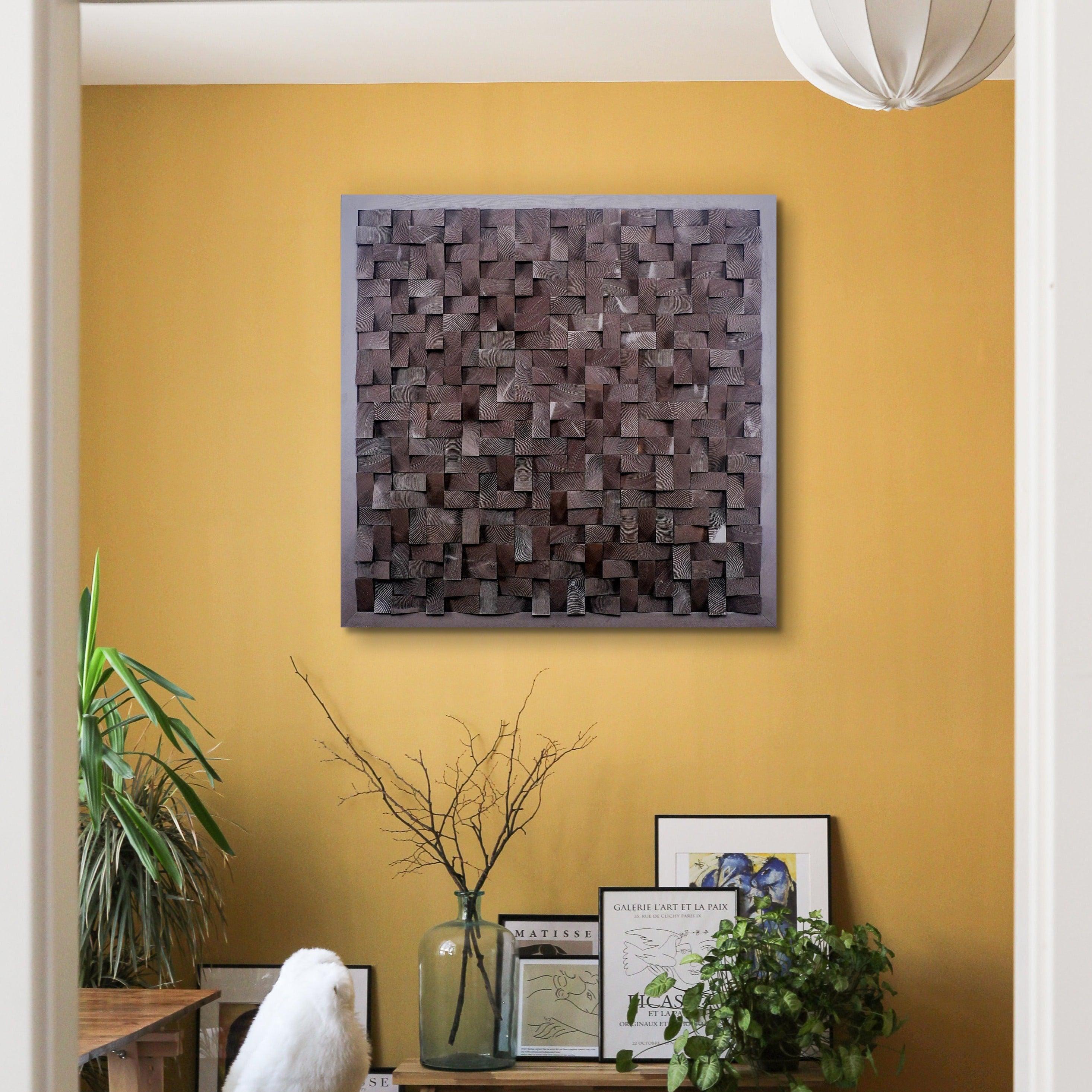 ・"Chocolate Diamond Wall Sculpture"・Premium Wood Handmade Wall Sculpture - Limited Edition - ArtDesigna Glass Printing Wall Art