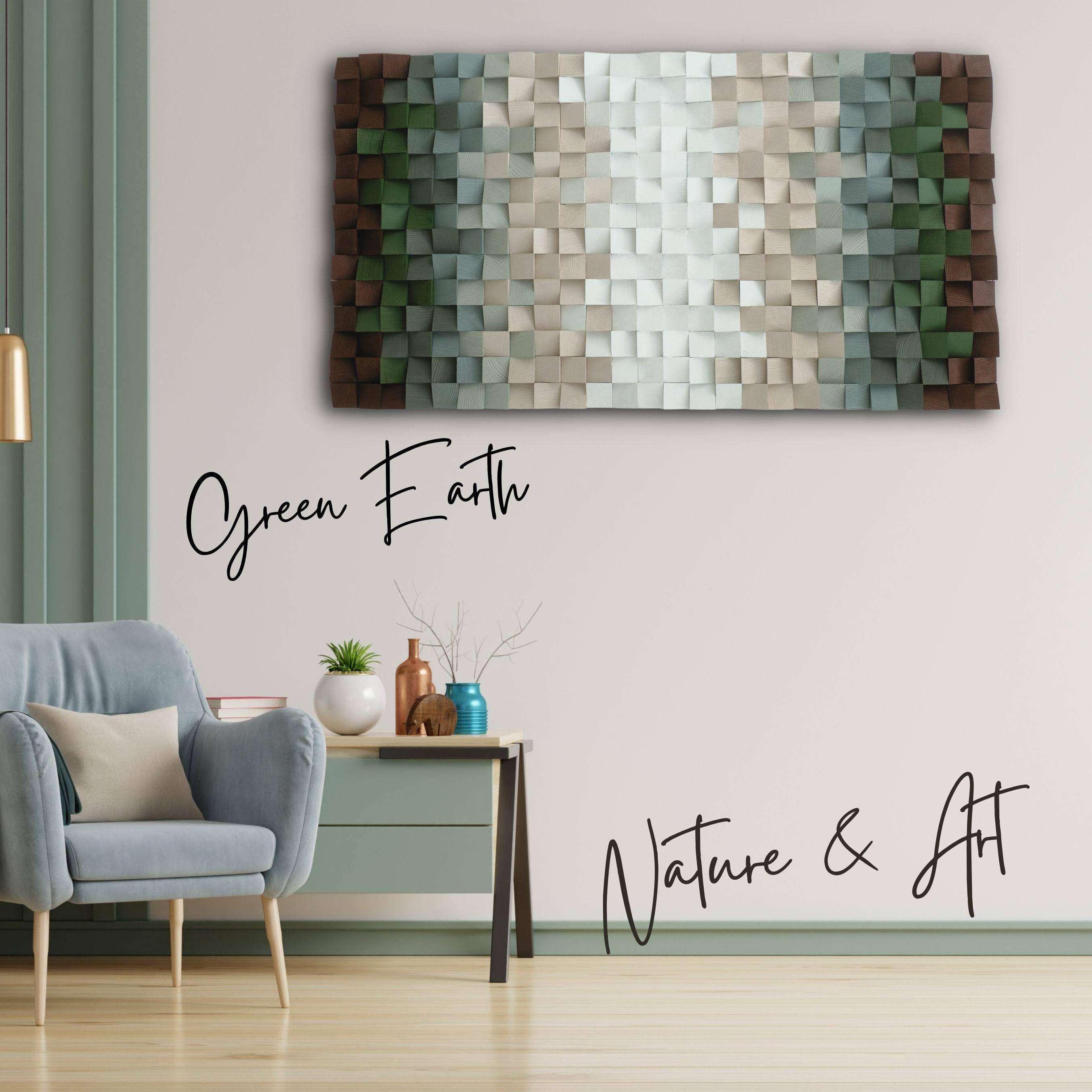 ・"Green Earth"・Premium Wood Handmade Wall Sculpture - Limited Edition - ArtDesigna Glass Printing Wall Art