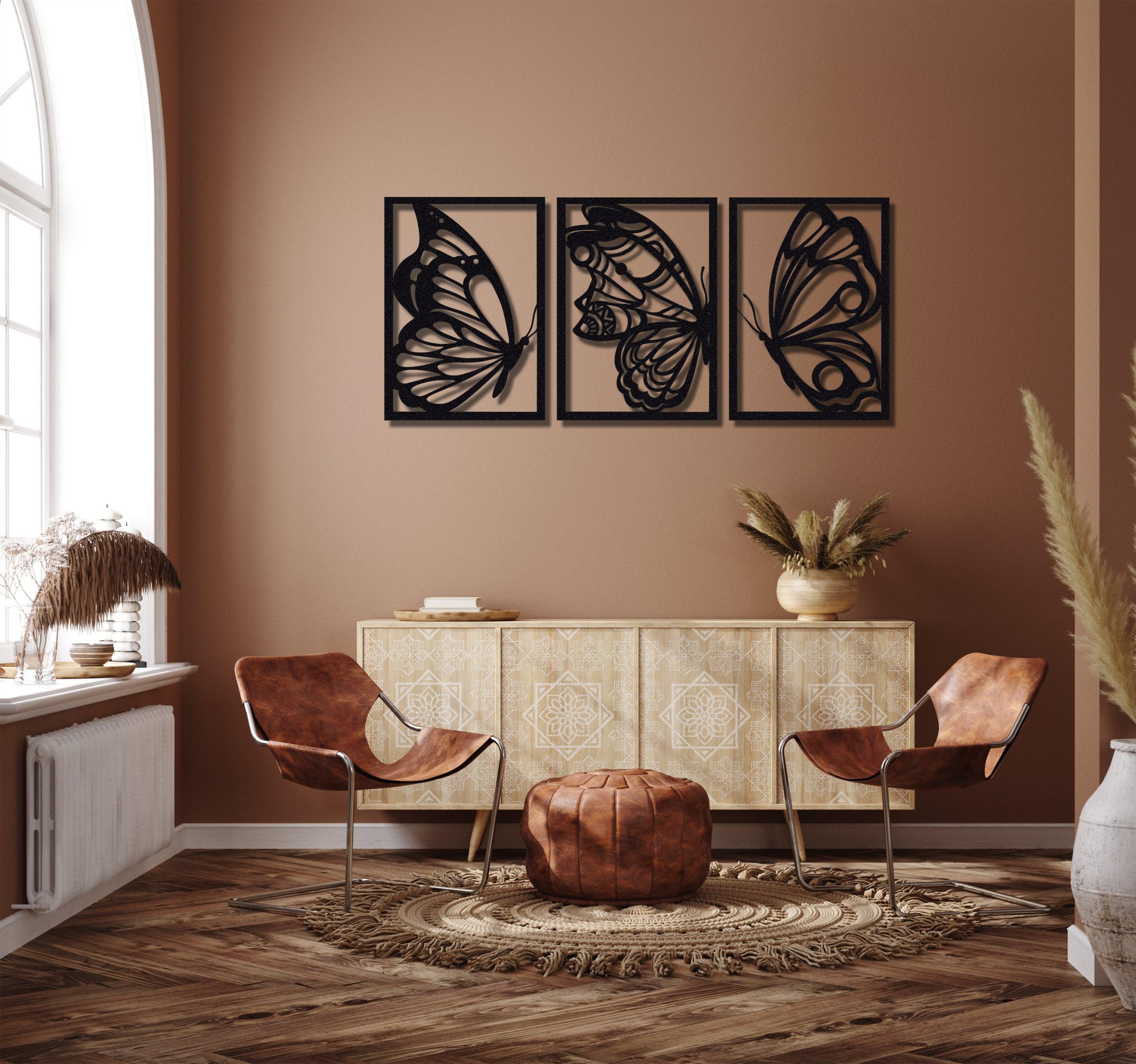 ・"Burtterfly Trio"・Premium Metal Wall Art - Limited Edition - ArtDesigna Glass Printing Wall Art