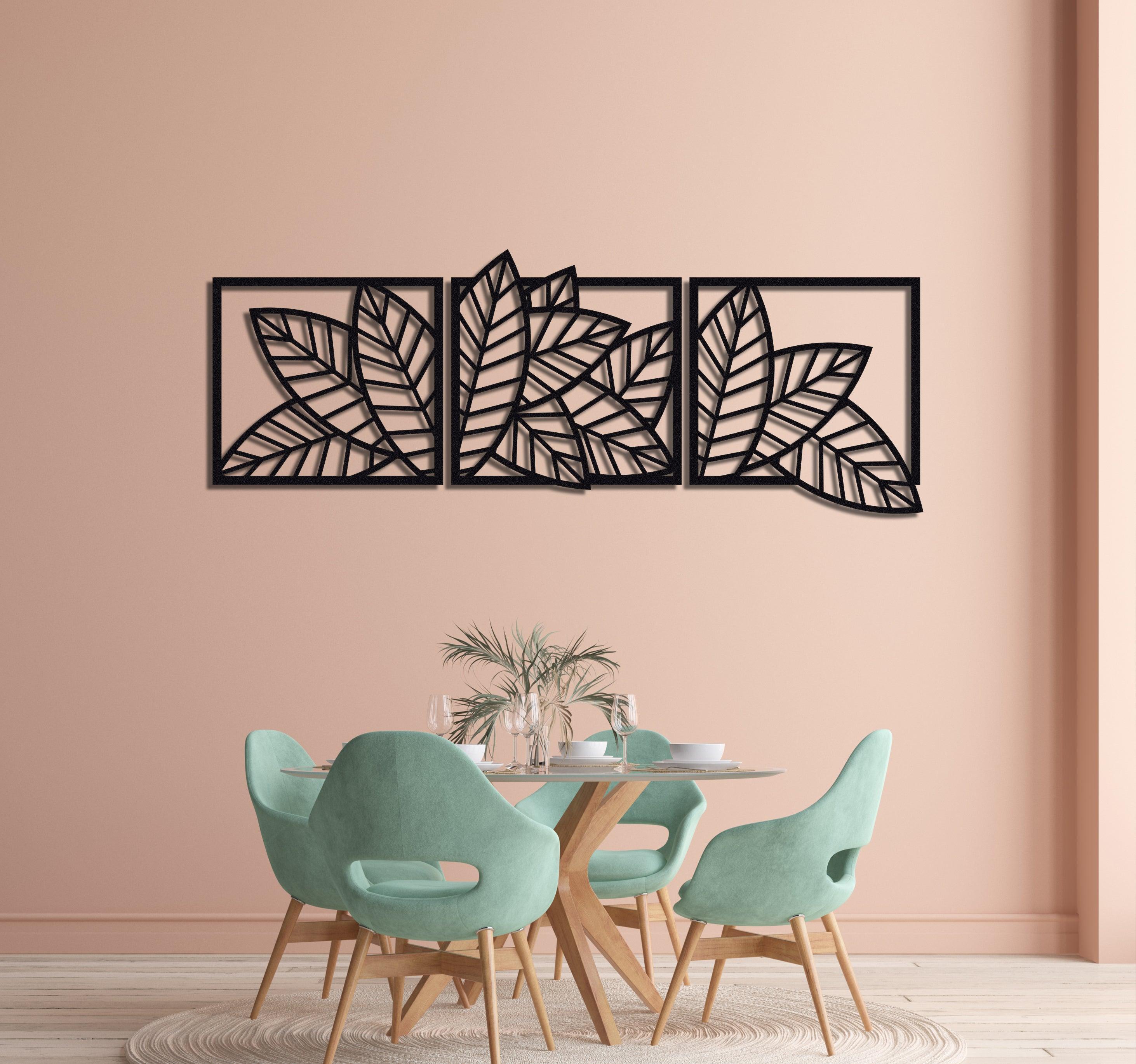 ・"Leaves Trio"・Premium Metal Wall Art - Limited Edition - ArtDesigna Glass Printing Wall Art
