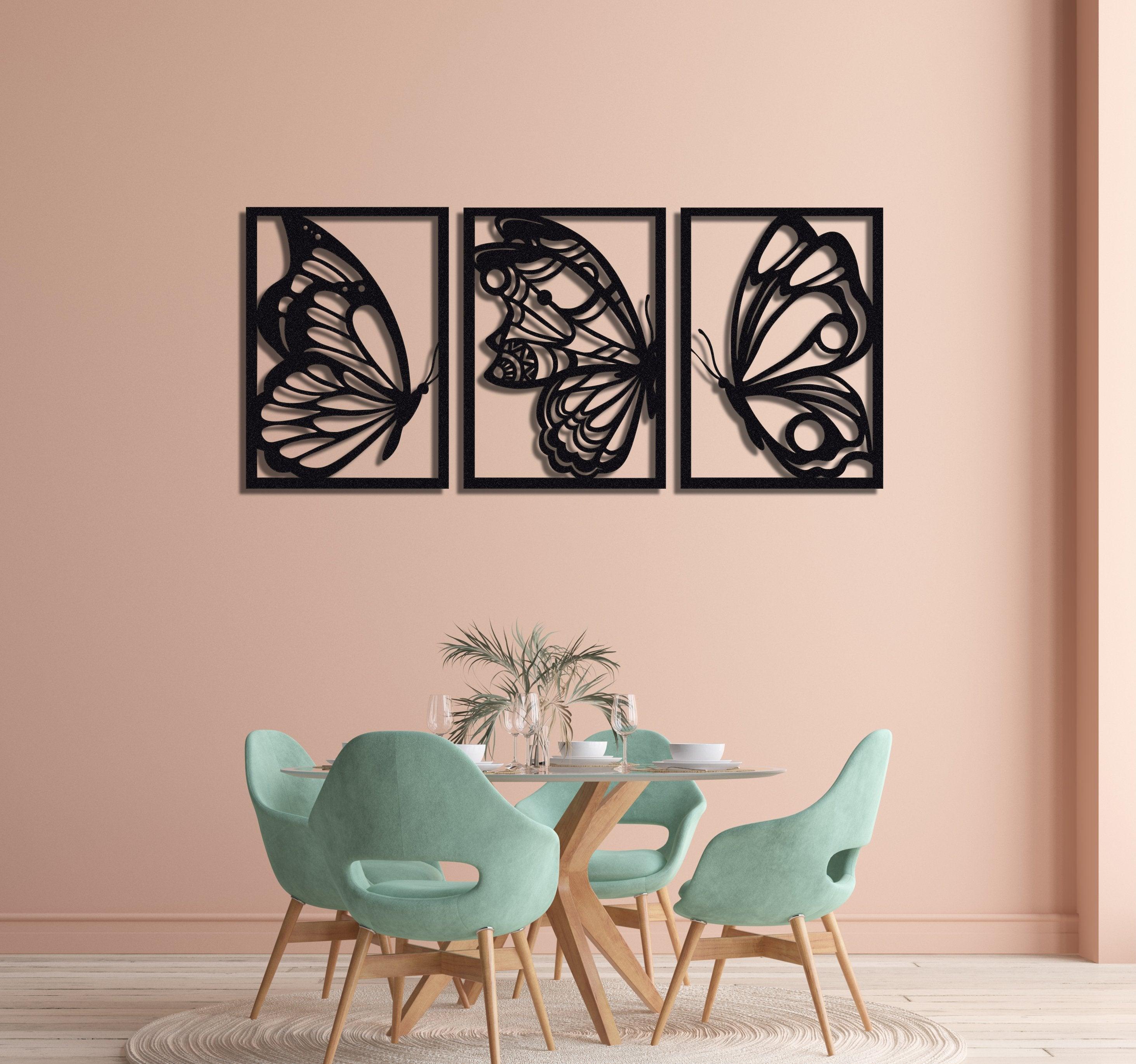 ・"Burtterfly Trio"・Premium Metal Wall Art - Limited Edition - ArtDesigna Glass Printing Wall Art