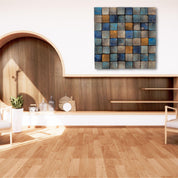 ・"Smoked Blue Wall Sculpture"・Premium Wood Handmade Wall Sculpture - ArtDesigna Glass Printing Wall Art