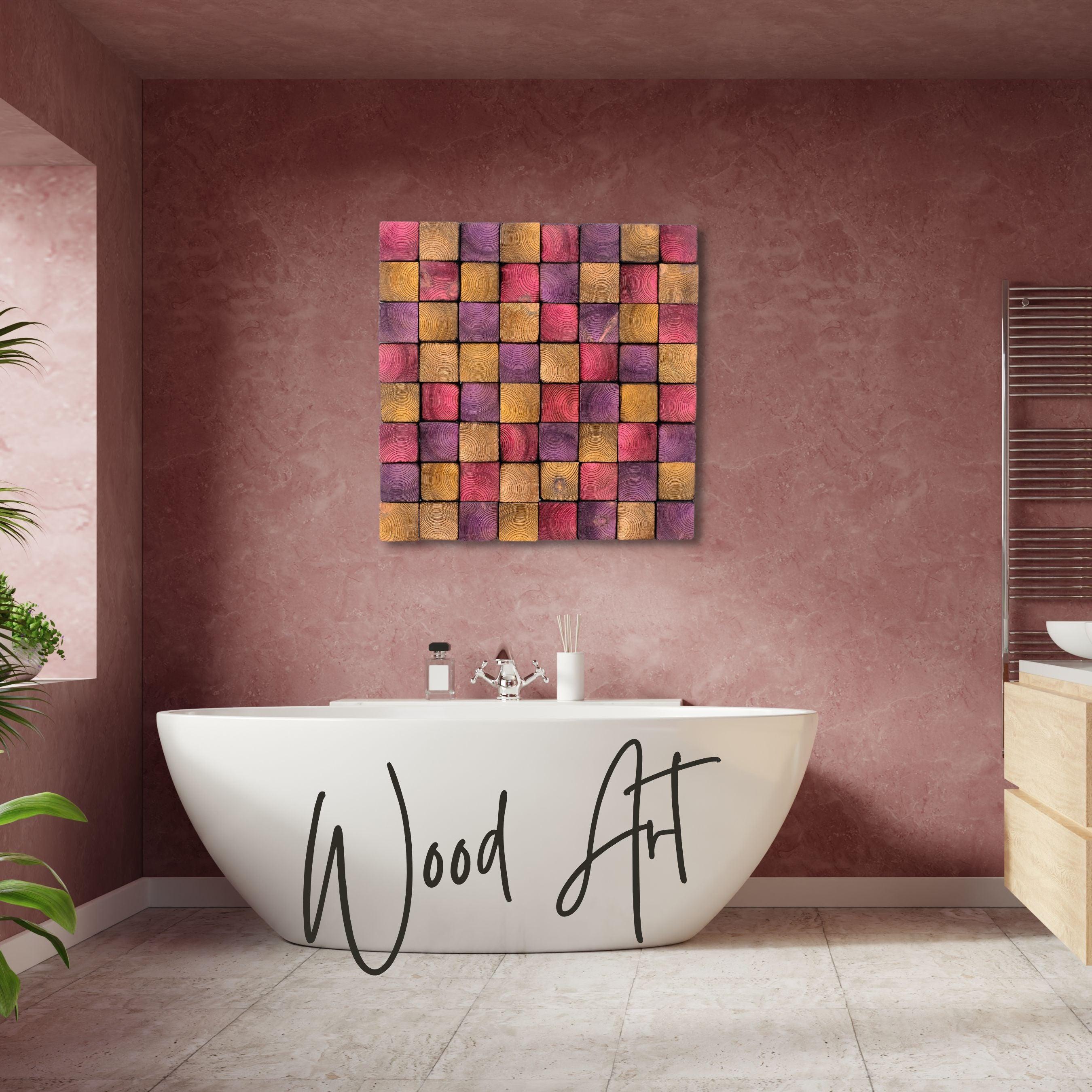 Smoked Pink Wall Sculpture | Premium Wood Handmade Wall Sculpture - Artdesigna