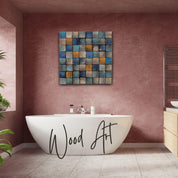 ・"Smoked Blue Wall Sculpture"・Premium Wood Handmade Wall Sculpture - ArtDesigna Glass Printing Wall Art