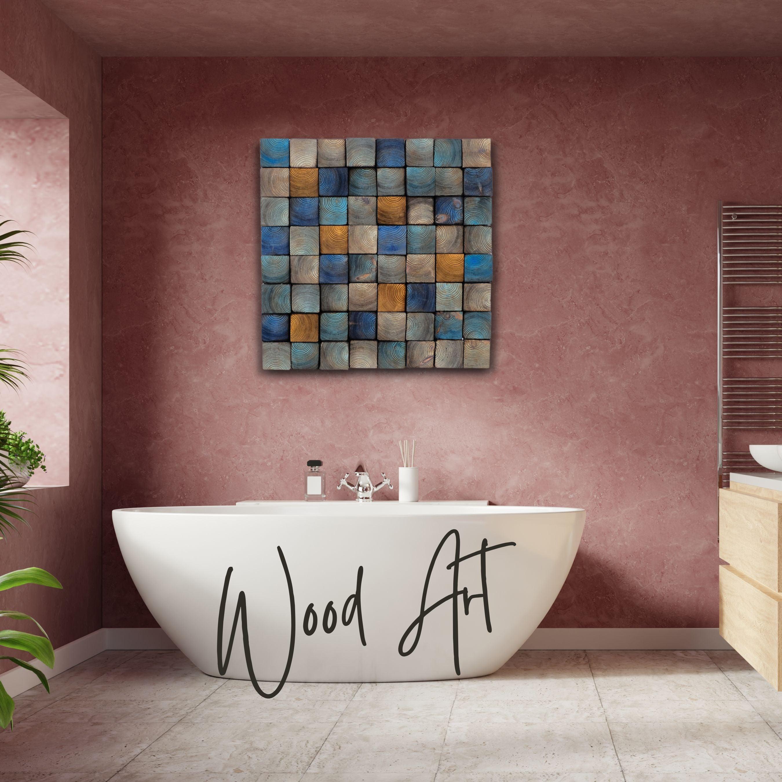 ・"Smoked Blue Wall Sculpture"・Premium Wood Handmade Wall Sculpture - ArtDesigna Glass Printing Wall Art