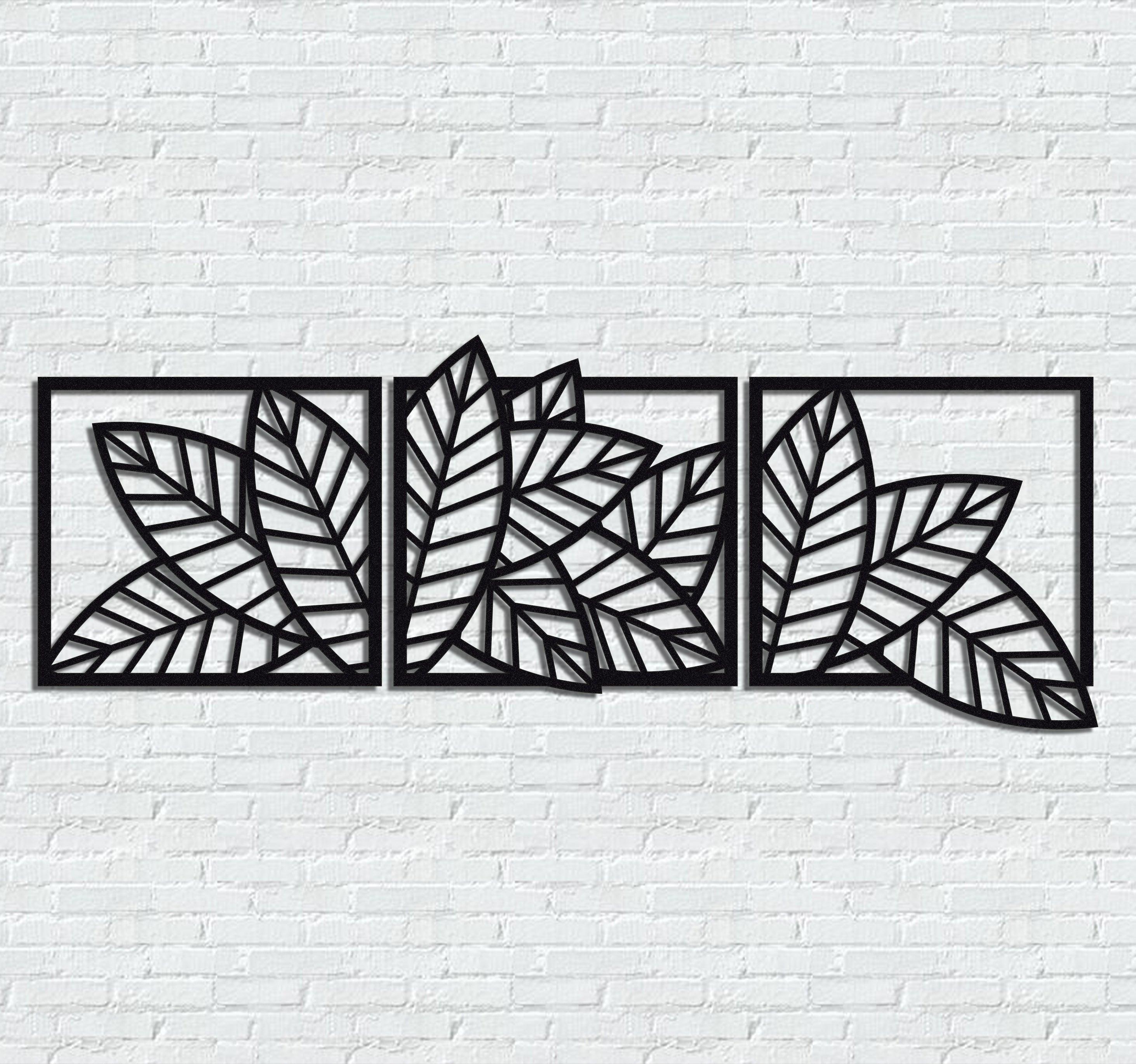 ・"Leaves Trio"・Premium Metal Wall Art - Limited Edition - ArtDesigna Glass Printing Wall Art