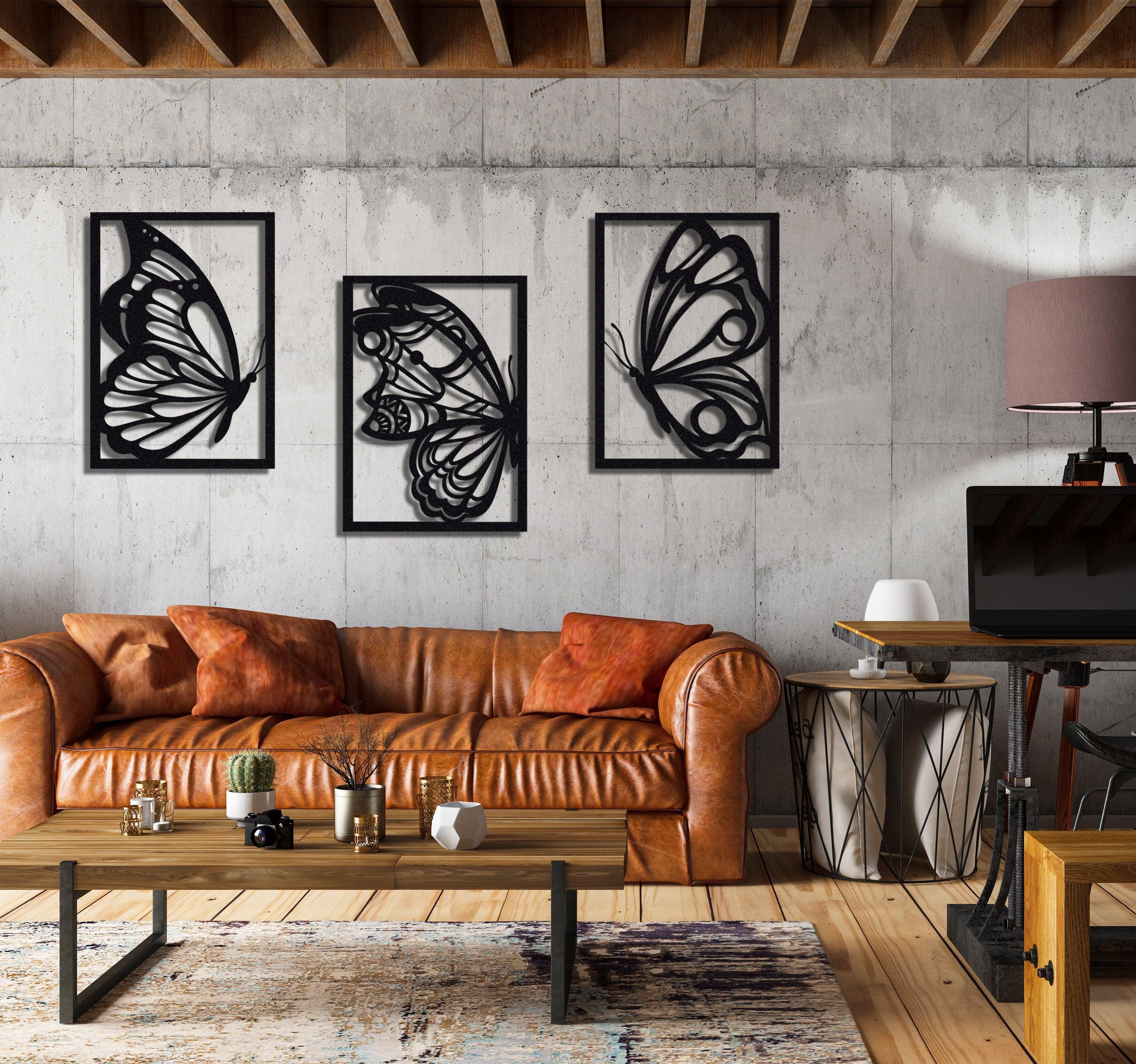 ・"Burtterfly Trio"・Premium Metal Wall Art - Limited Edition - ArtDesigna Glass Printing Wall Art