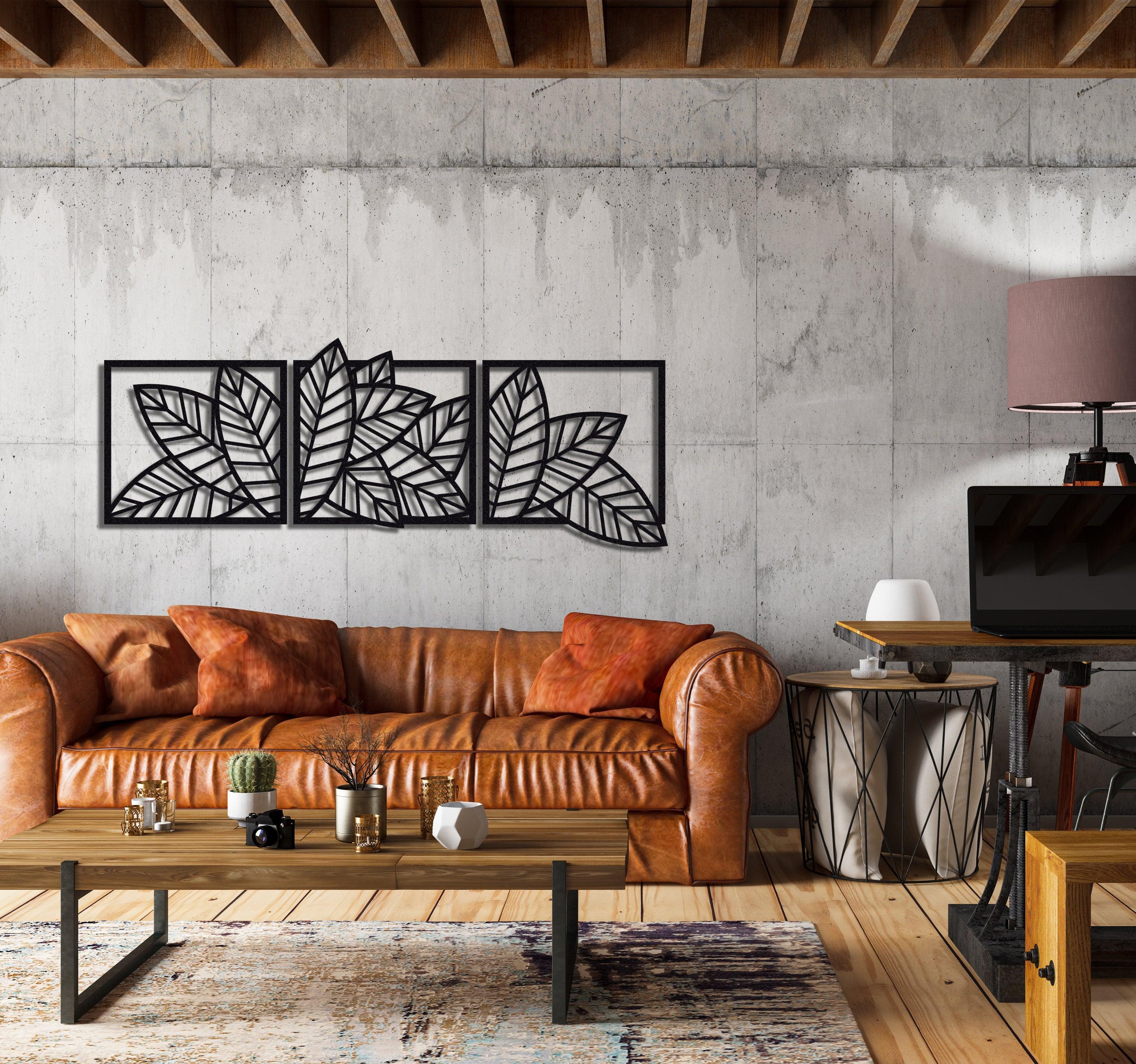 ・"Leaves Trio"・Premium Metal Wall Art - Limited Edition - ArtDesigna Glass Printing Wall Art