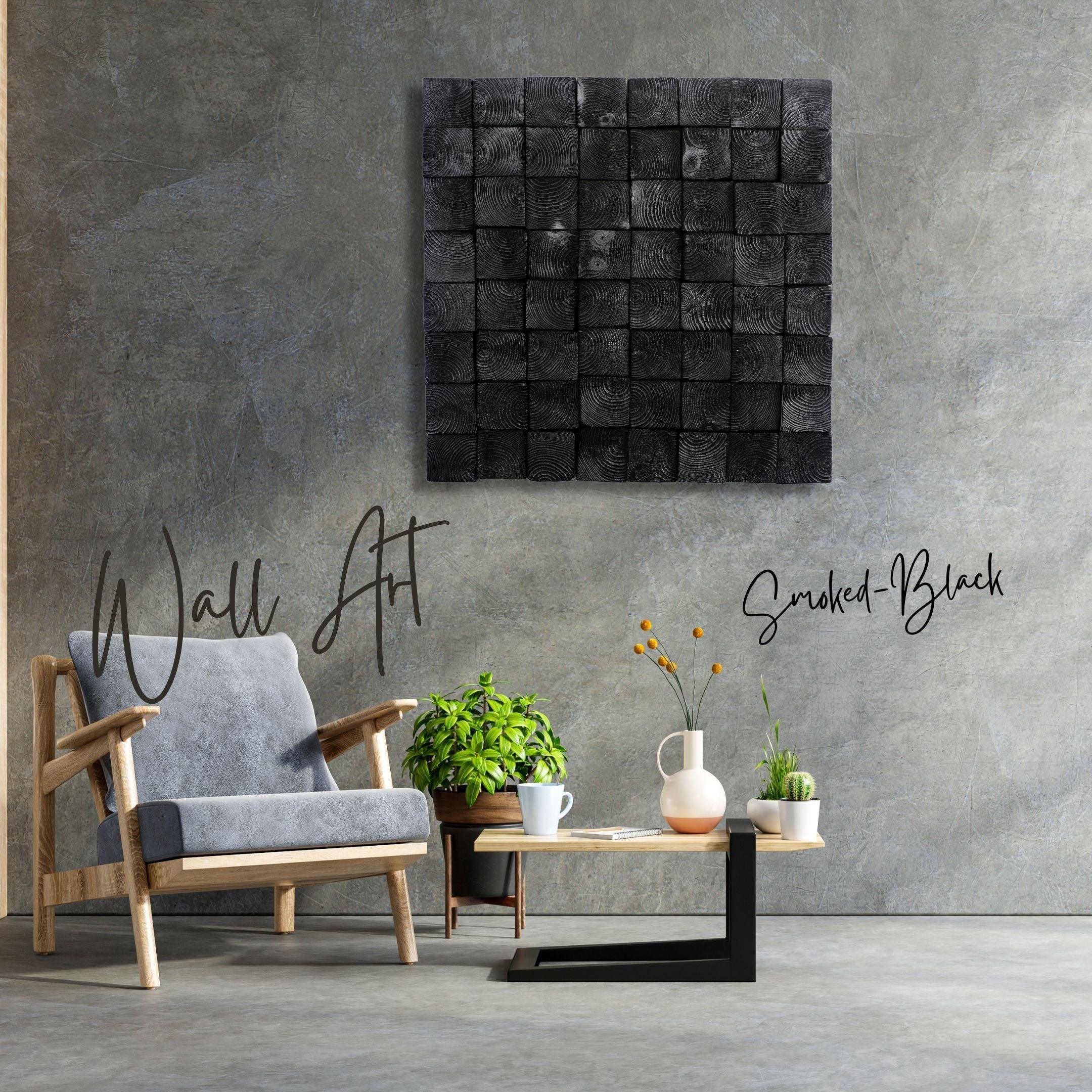 Smoked Black Wall Sculpture | Premium Wood Handmade Wall Sculpture - Artdesigna