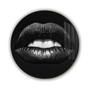 ・"Black Lips"・Rounded Glass Wall Art - ArtDesigna Glass Printing Wall Art