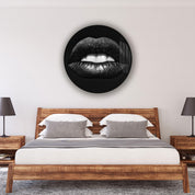 ・"Black Lips"・Rounded Glass Wall Art - ArtDesigna Glass Printing Wall Art