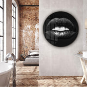 ・"Black Lips"・Rounded Glass Wall Art - ArtDesigna Glass Printing Wall Art