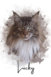."Watercolor Portrait - You & Your Pet - Custom Printing". Glass Wall Art - ArtDesigna Glass Printing Wall Art