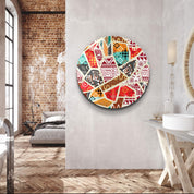 ・"Patchwork"・Rounded Glass Wall Art - ArtDesigna Glass Printing Wall Art