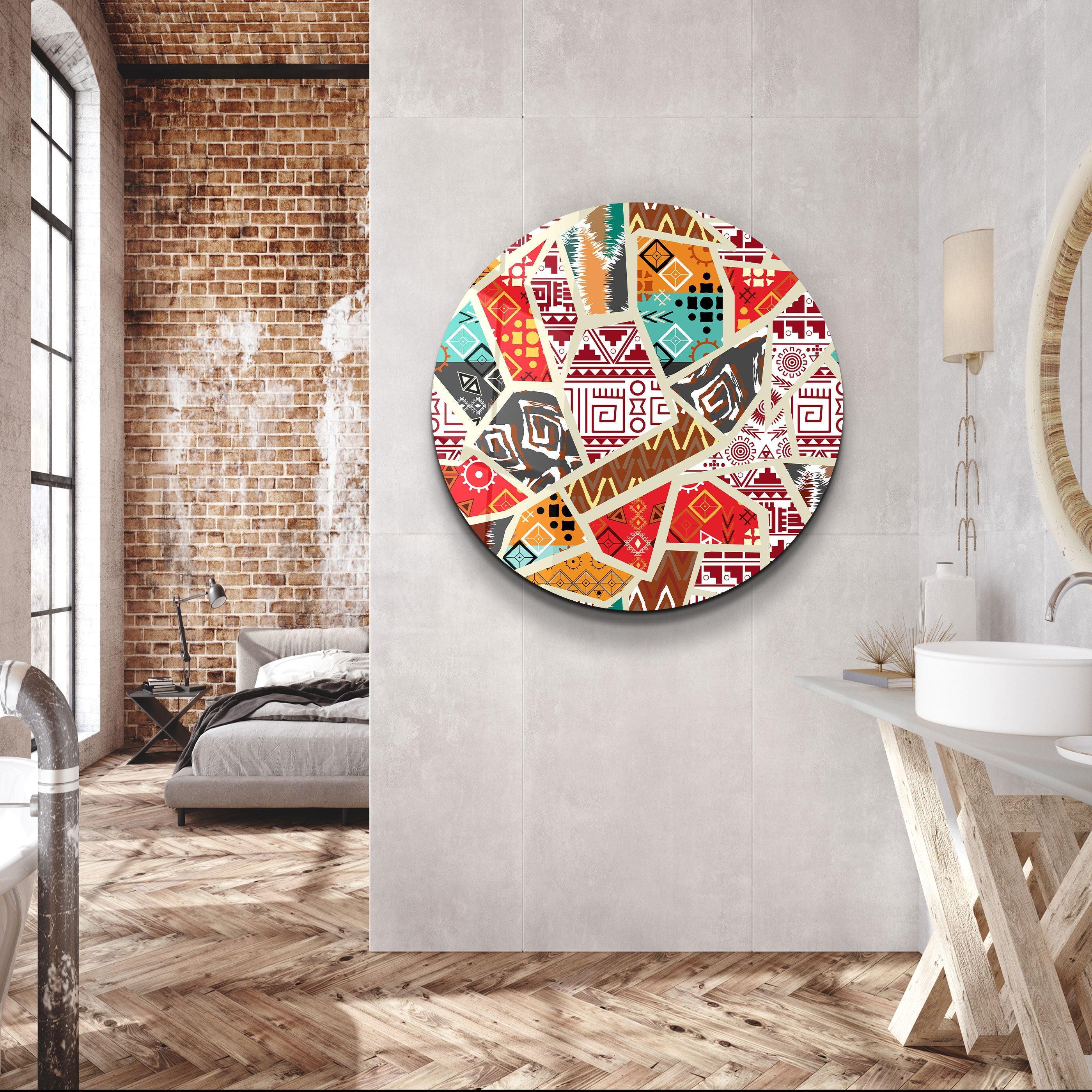 ・"Patchwork"・Rounded Glass Wall Art - ArtDesigna Glass Printing Wall Art