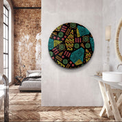 ・"Ethnica 2"・Rounded Glass Wall Art - ArtDesigna Glass Printing Wall Art