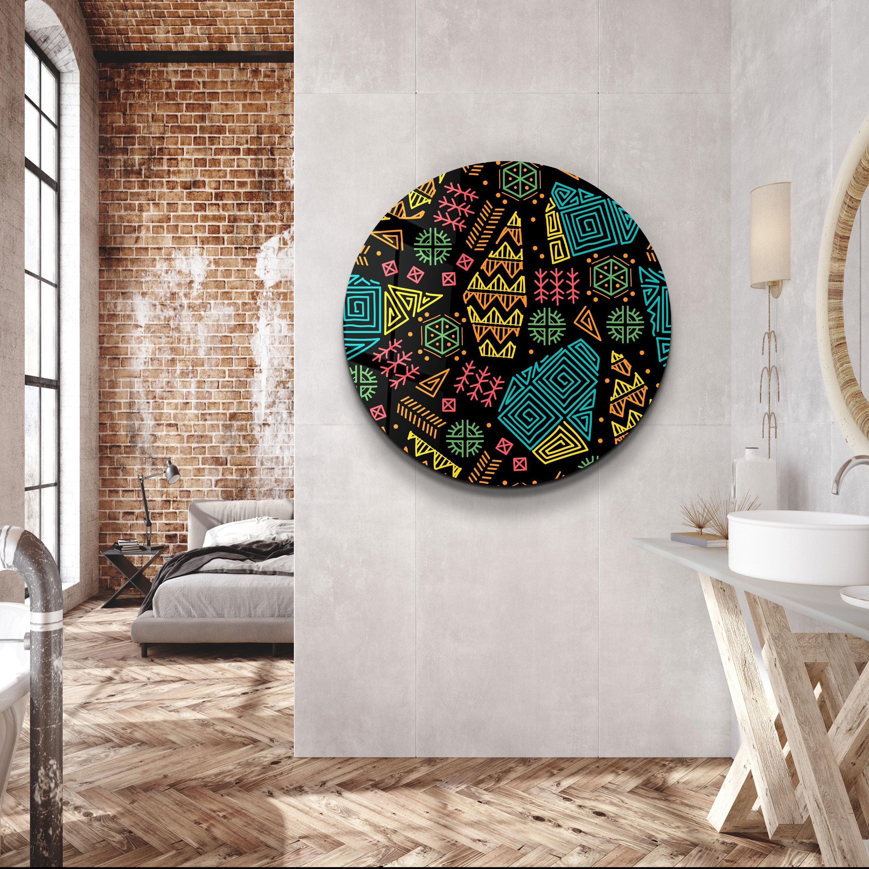 ・"Ethnica 2"・Rounded Glass Wall Art - ArtDesigna Glass Printing Wall Art