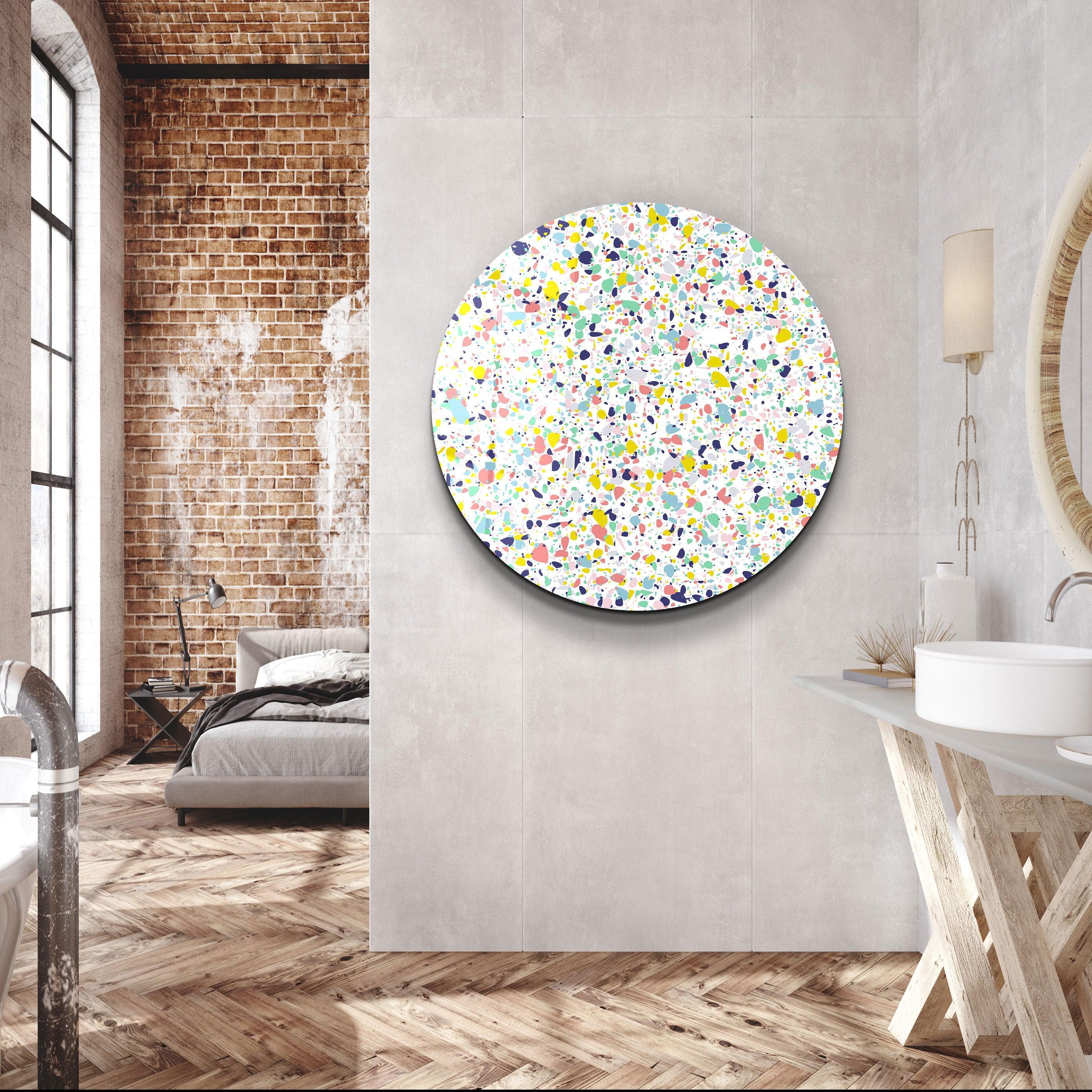 ・"Pastel Terrazzo"・Rounded Glass Wall Art - ArtDesigna Glass Printing Wall Art
