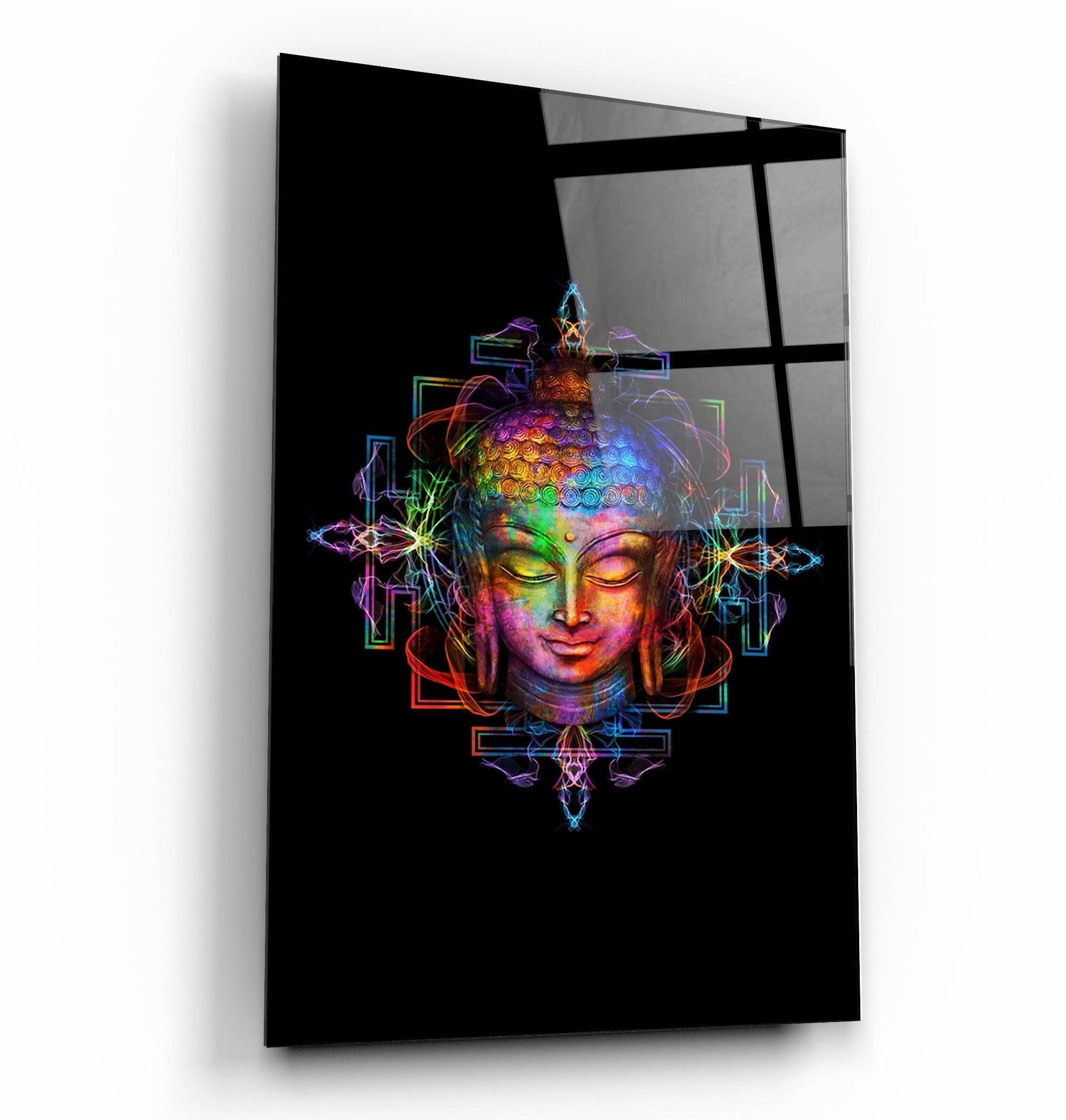Rainbow Buddha | Glass Wall Art - Artdesigna
