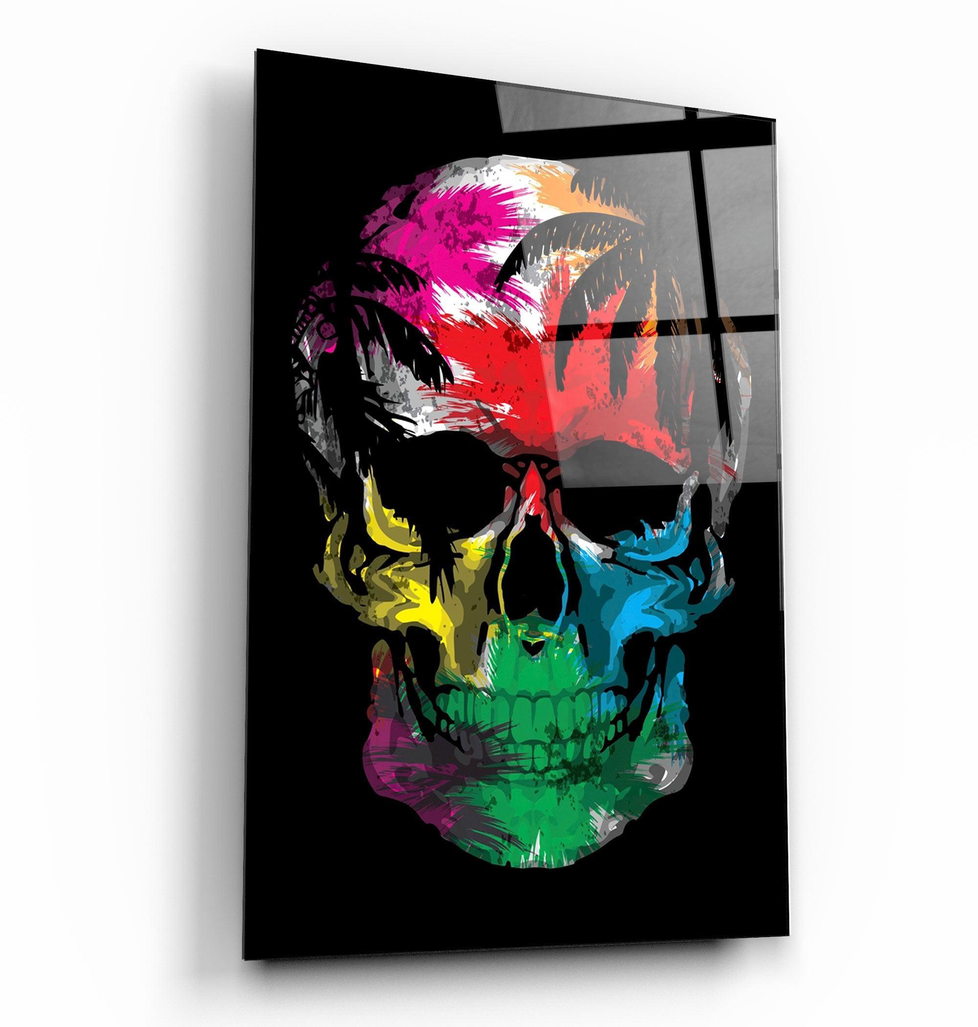 The Palm Skull | Glass Wall Art - Artdesigna