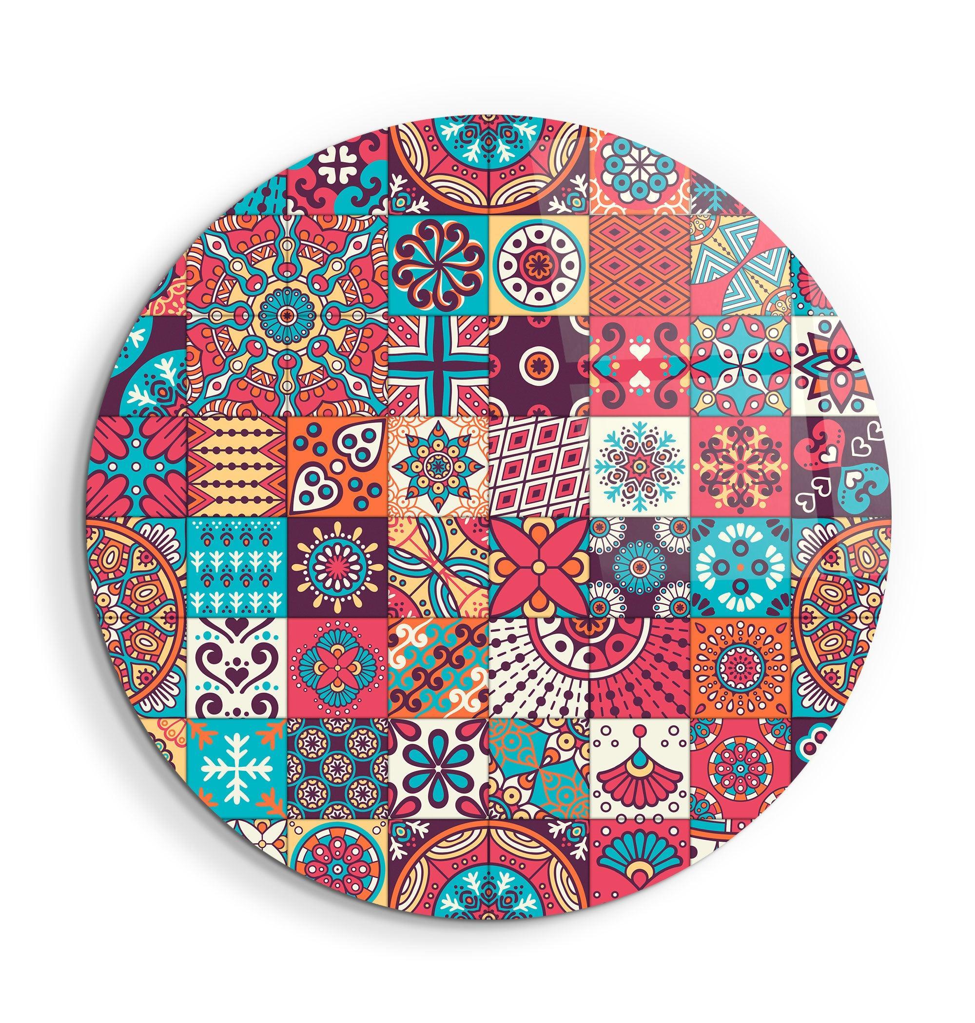 ・"Mosaics"・Rounded Glass Wall Art - ArtDesigna Glass Printing Wall Art