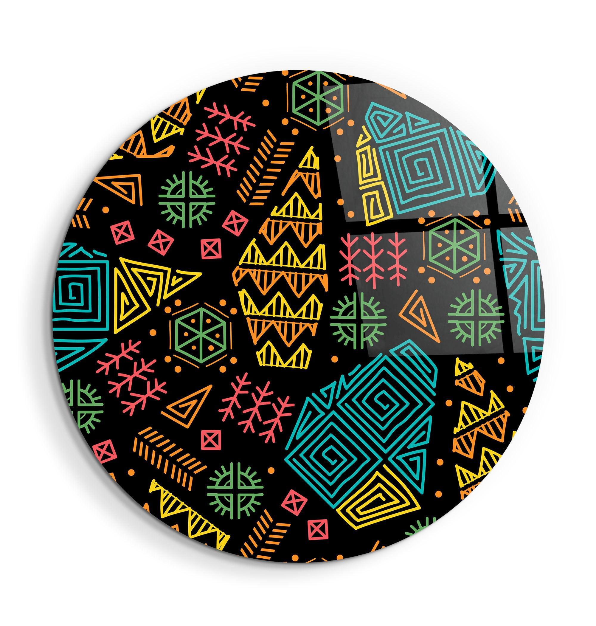 ・"Ethnica 2"・Rounded Glass Wall Art - ArtDesigna Glass Printing Wall Art