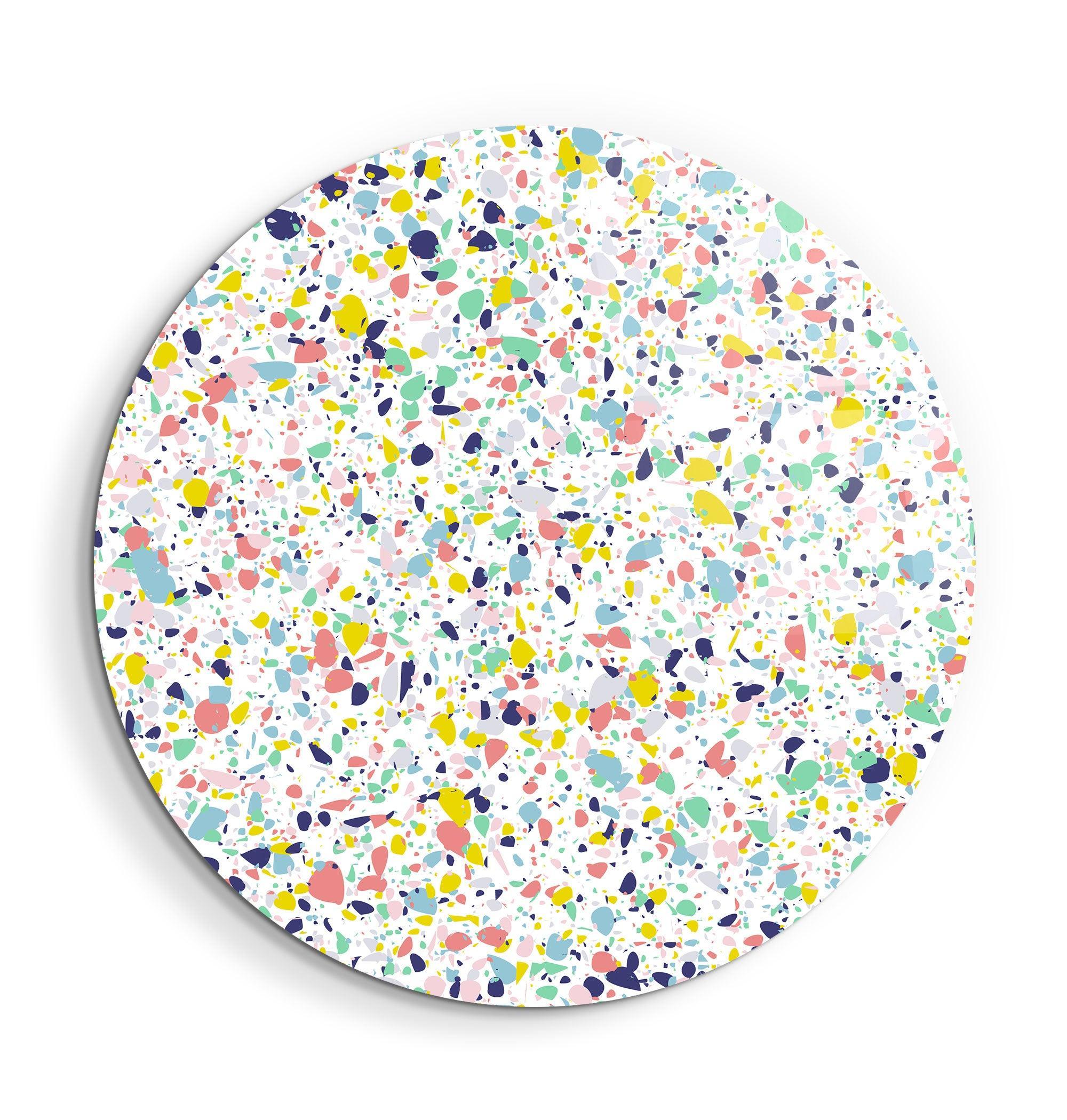 ・"Pastel Terrazzo"・Rounded Glass Wall Art - ArtDesigna Glass Printing Wall Art