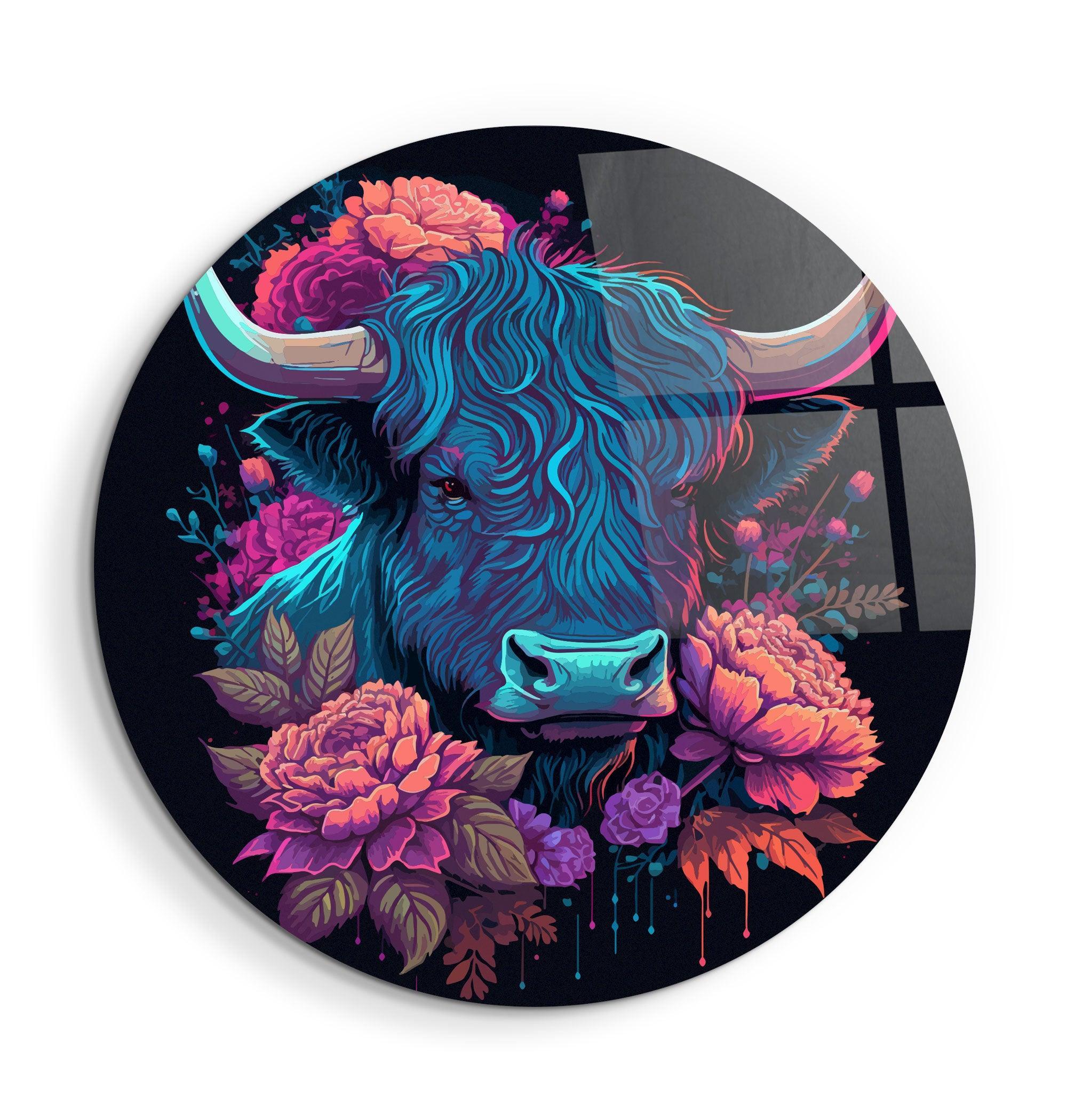 ・"BabyBull"・Rounded Glass Wall Art - ArtDesigna Glass Printing Wall Art