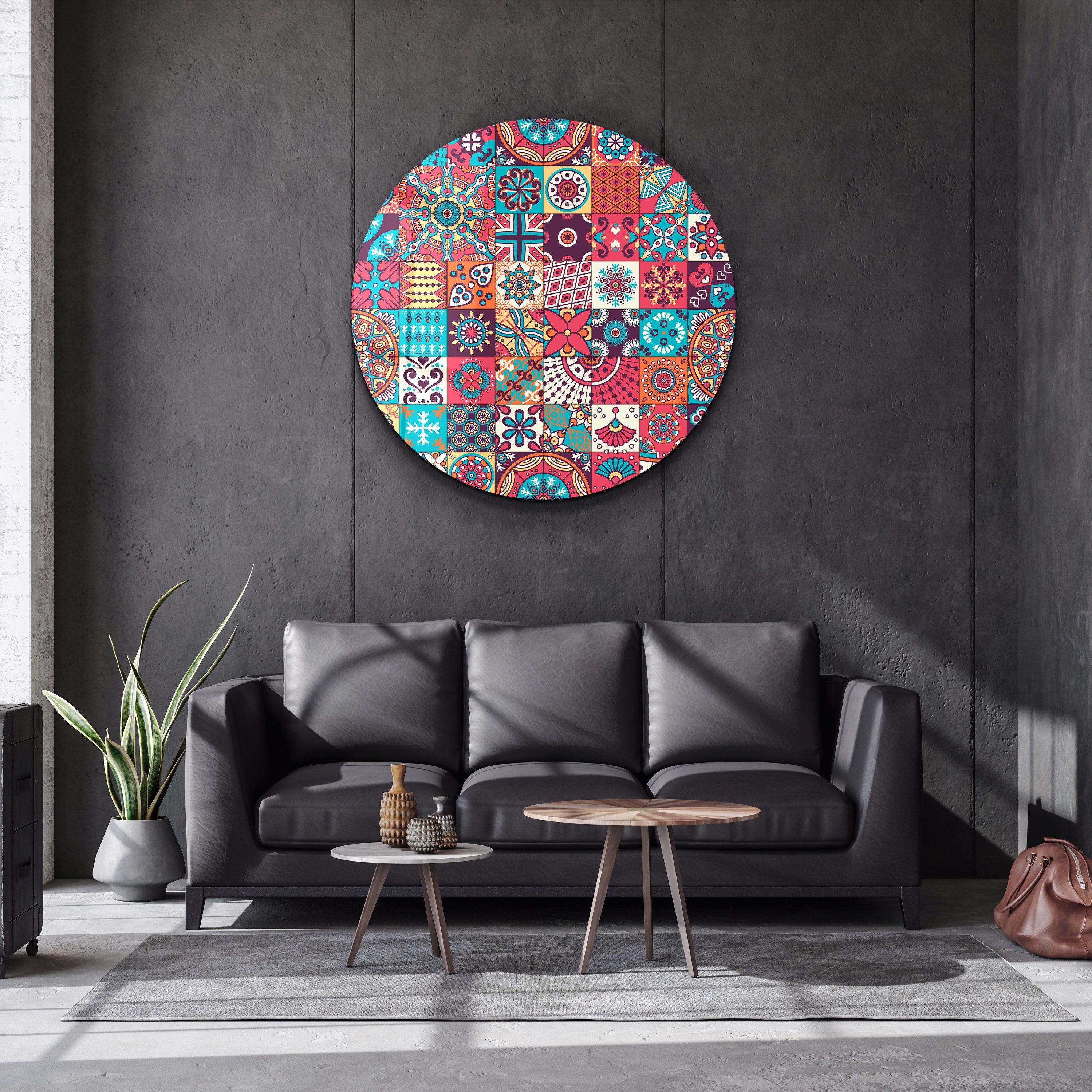 ・"Mosaics"・Rounded Glass Wall Art - ArtDesigna Glass Printing Wall Art