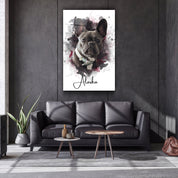 ."Watercolor Portrait - You & Your Pet - Custom Printing". Glass Wall Art - ArtDesigna Glass Printing Wall Art