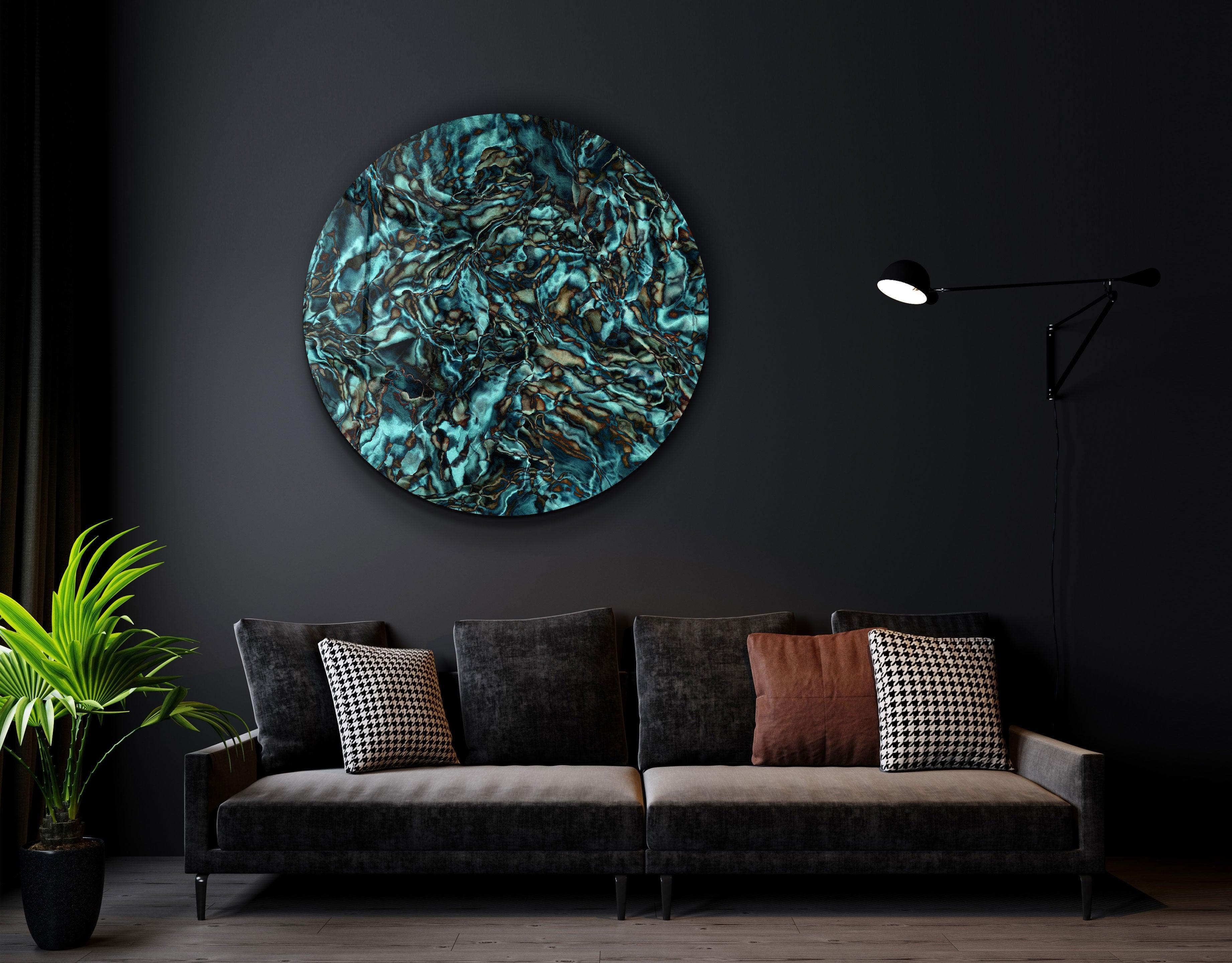・"Dark Sea"・Rounded Glass Wall Art - ArtDesigna Glass Printing Wall Art