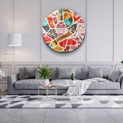 ・"Patchwork"・Rounded Glass Wall Art - ArtDesigna Glass Printing Wall Art