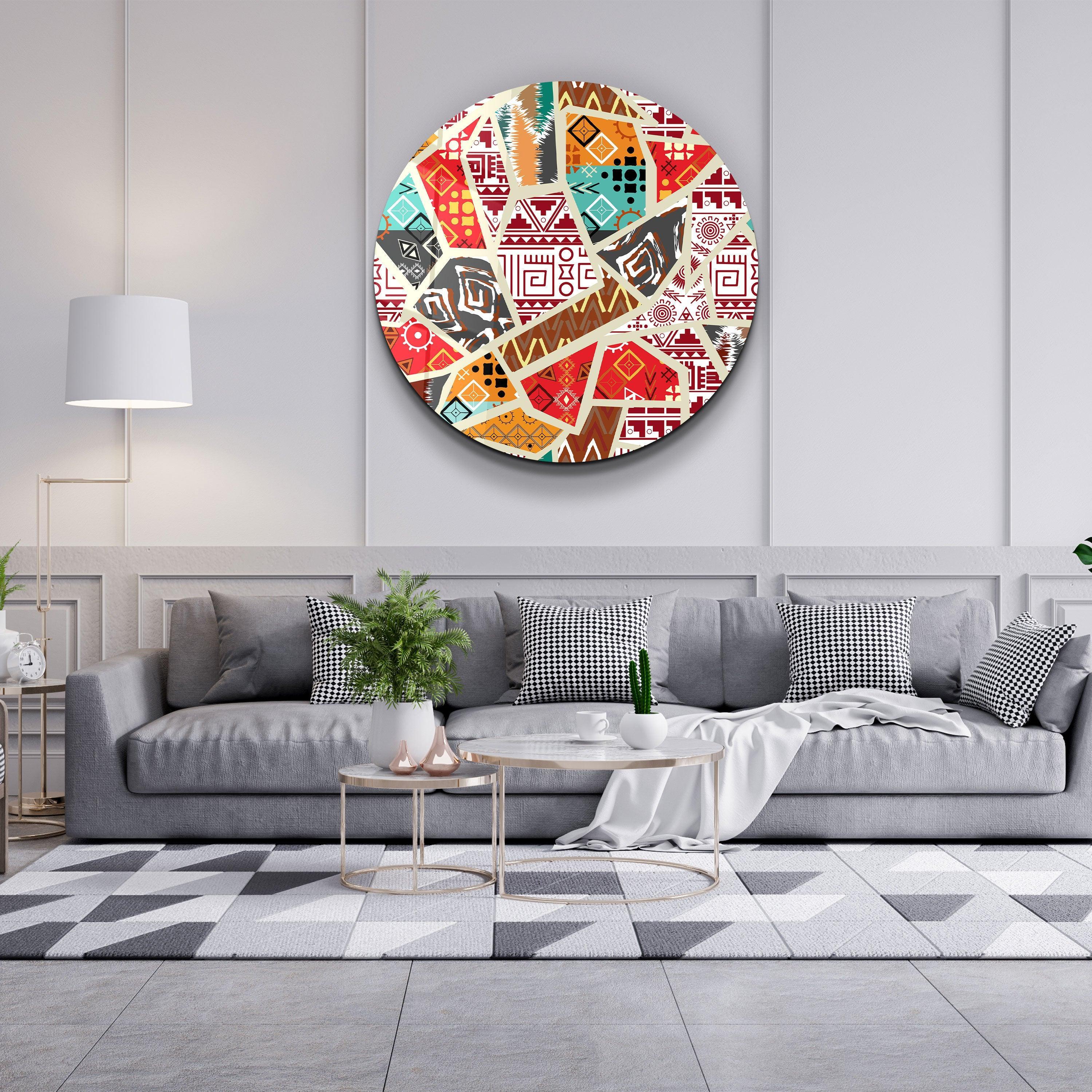 ・"Patchwork"・Rounded Glass Wall Art - ArtDesigna Glass Printing Wall Art