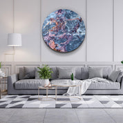 ・"Marble Blue Gray"・Rounded Glass Wall Art - ArtDesigna Glass Printing Wall Art