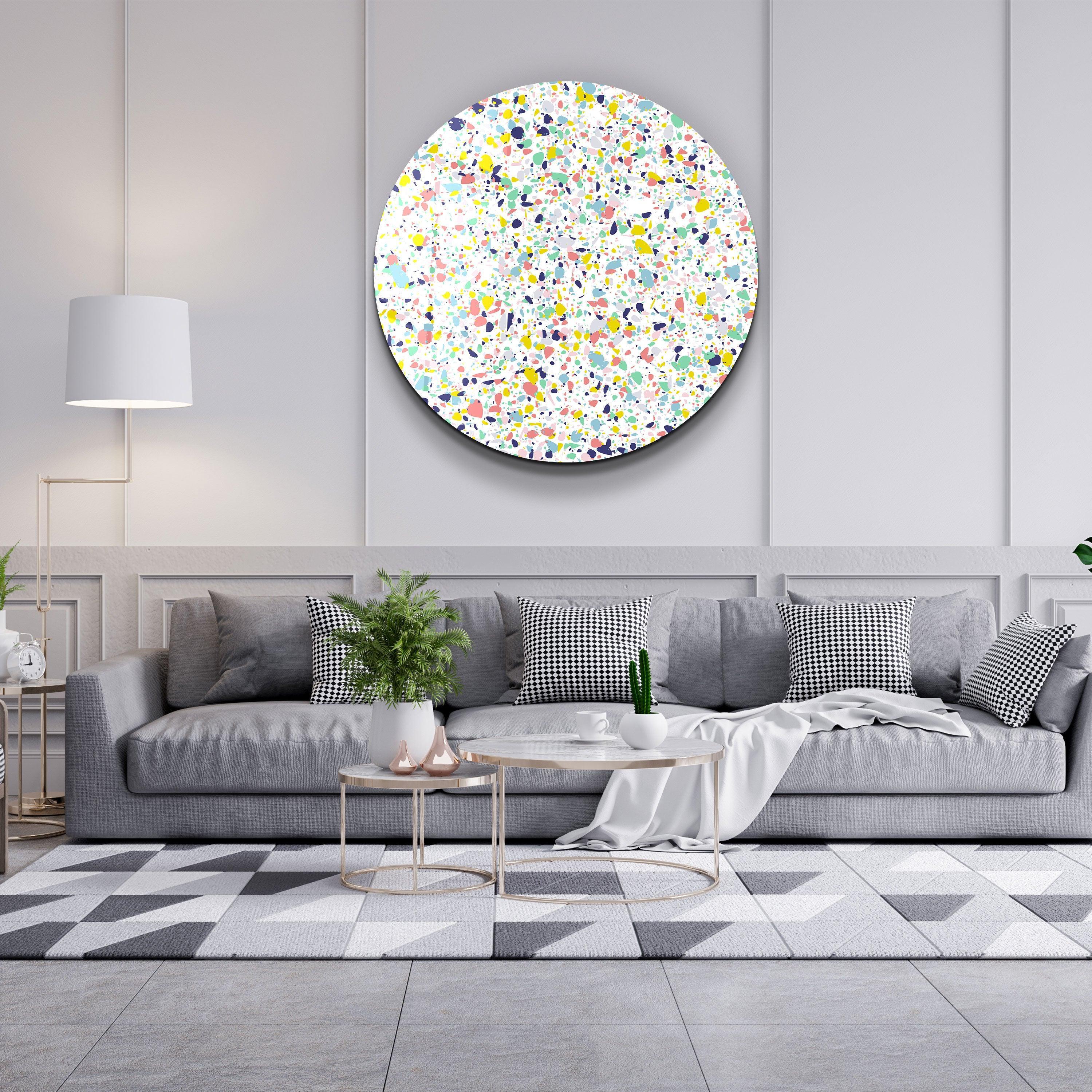 ・"Pastel Terrazzo"・Rounded Glass Wall Art - ArtDesigna Glass Printing Wall Art
