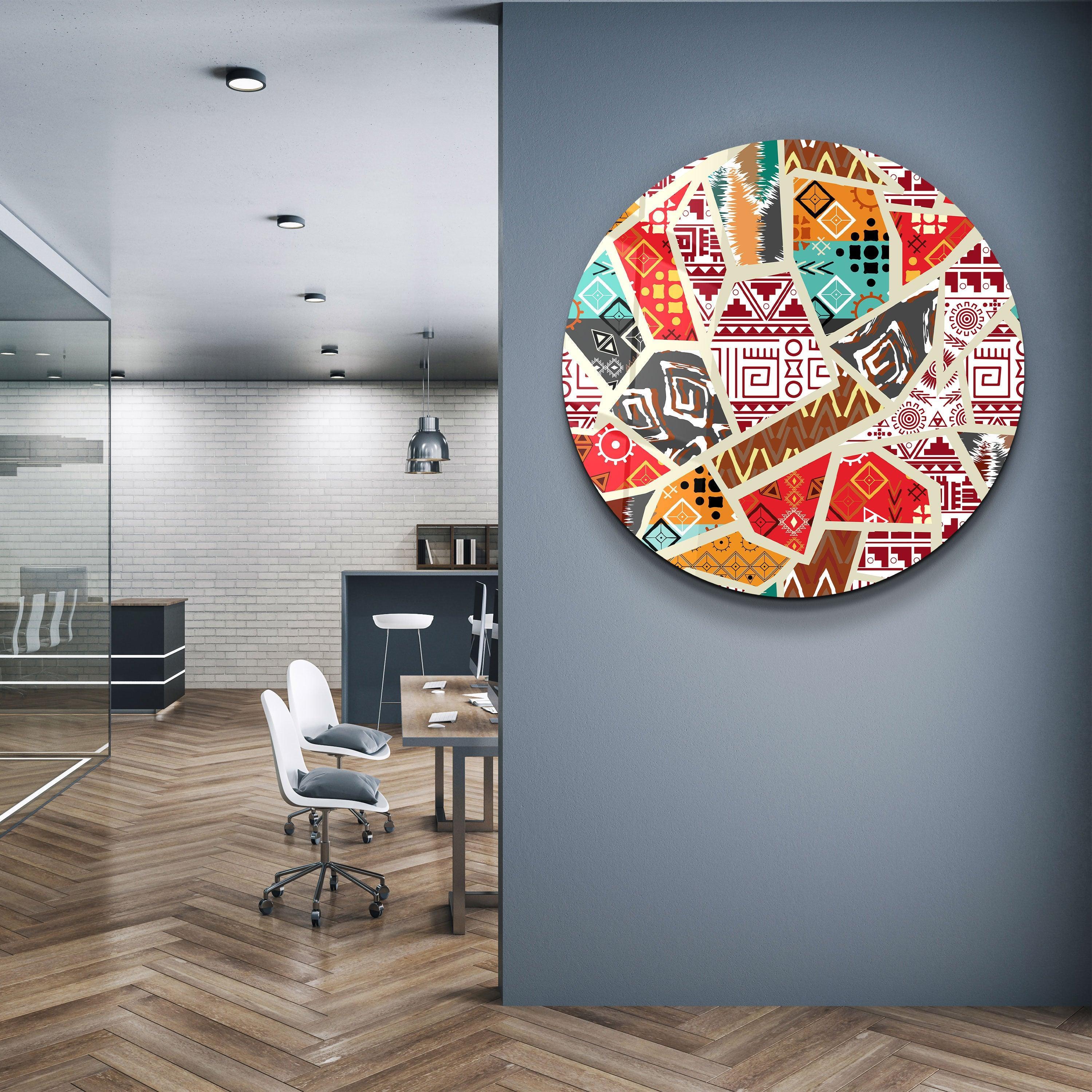 ・"Patchwork"・Rounded Glass Wall Art - ArtDesigna Glass Printing Wall Art