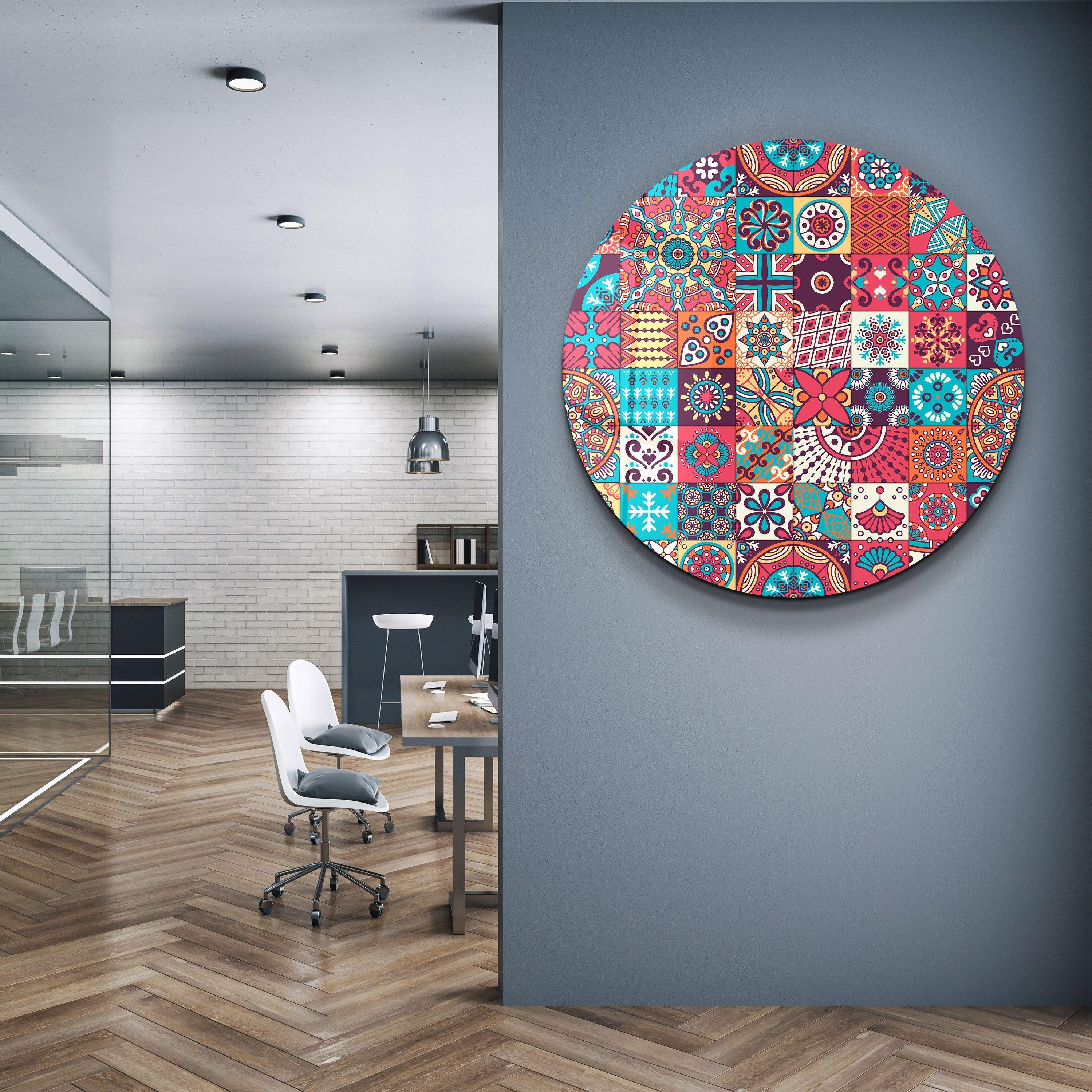 ・"Mosaics"・Rounded Glass Wall Art - ArtDesigna Glass Printing Wall Art