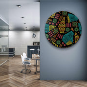 ・"Ethnica 2"・Rounded Glass Wall Art - ArtDesigna Glass Printing Wall Art