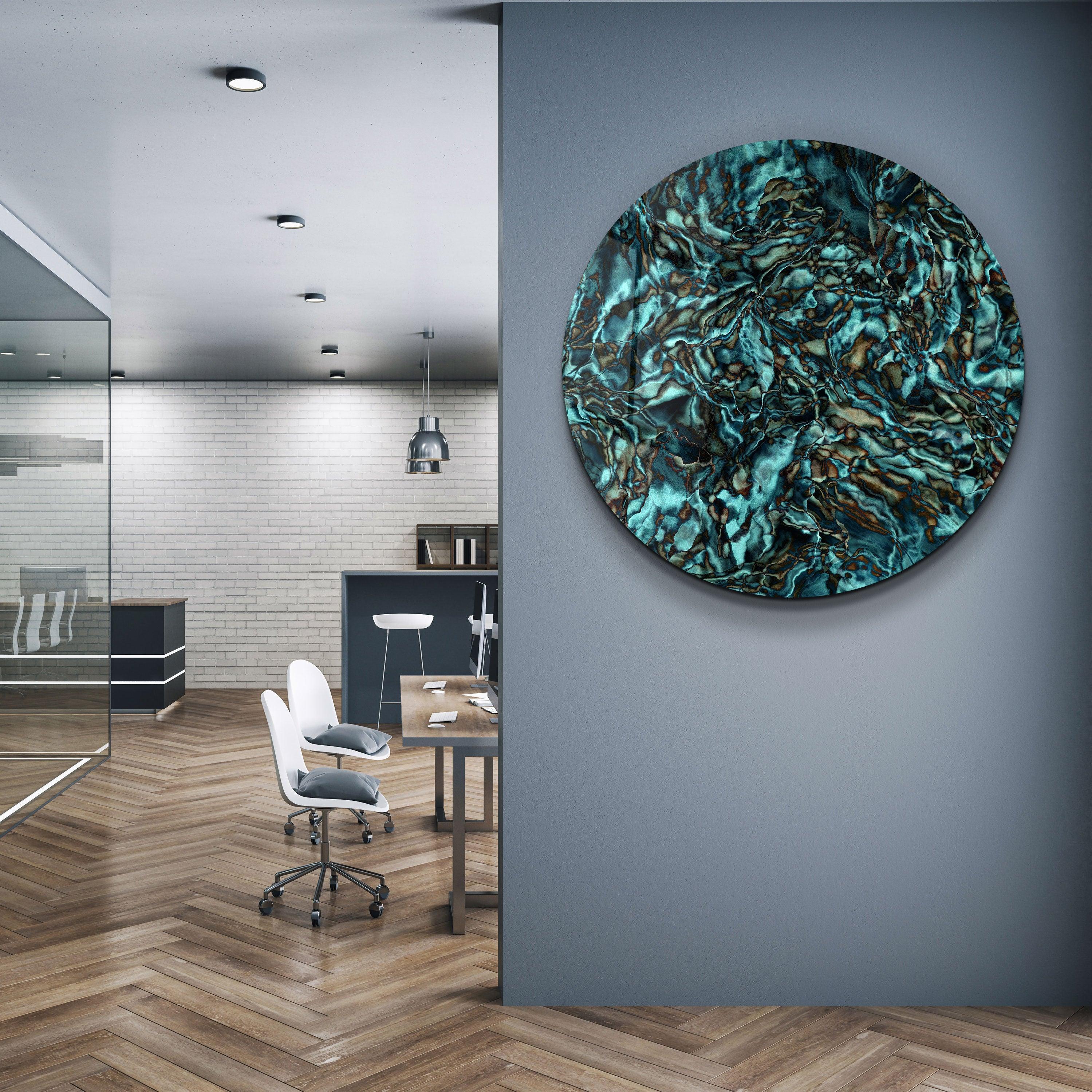 ・"Dark Sea"・Rounded Glass Wall Art - ArtDesigna Glass Printing Wall Art