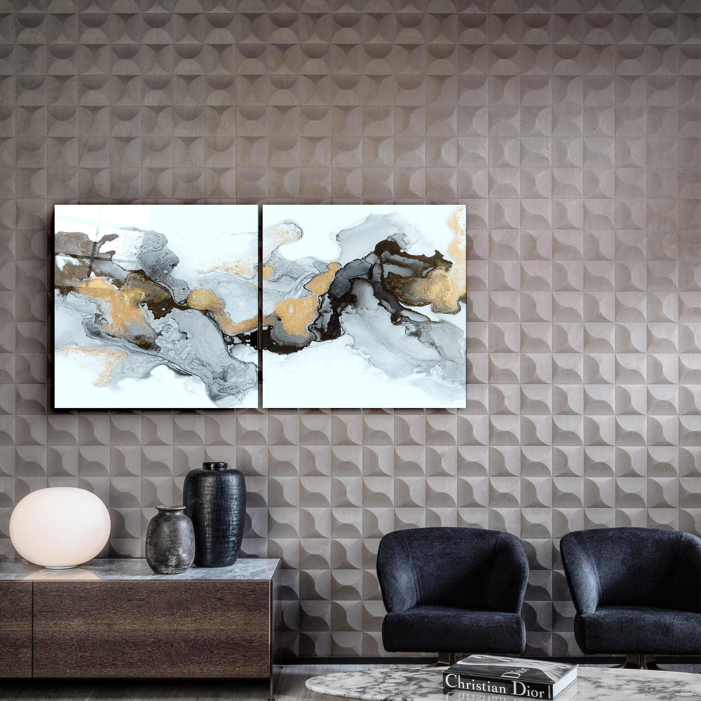 ・"Marble Abstract - Duo"・Glass Wall Art - ArtDesigna Glass Printing Wall Art