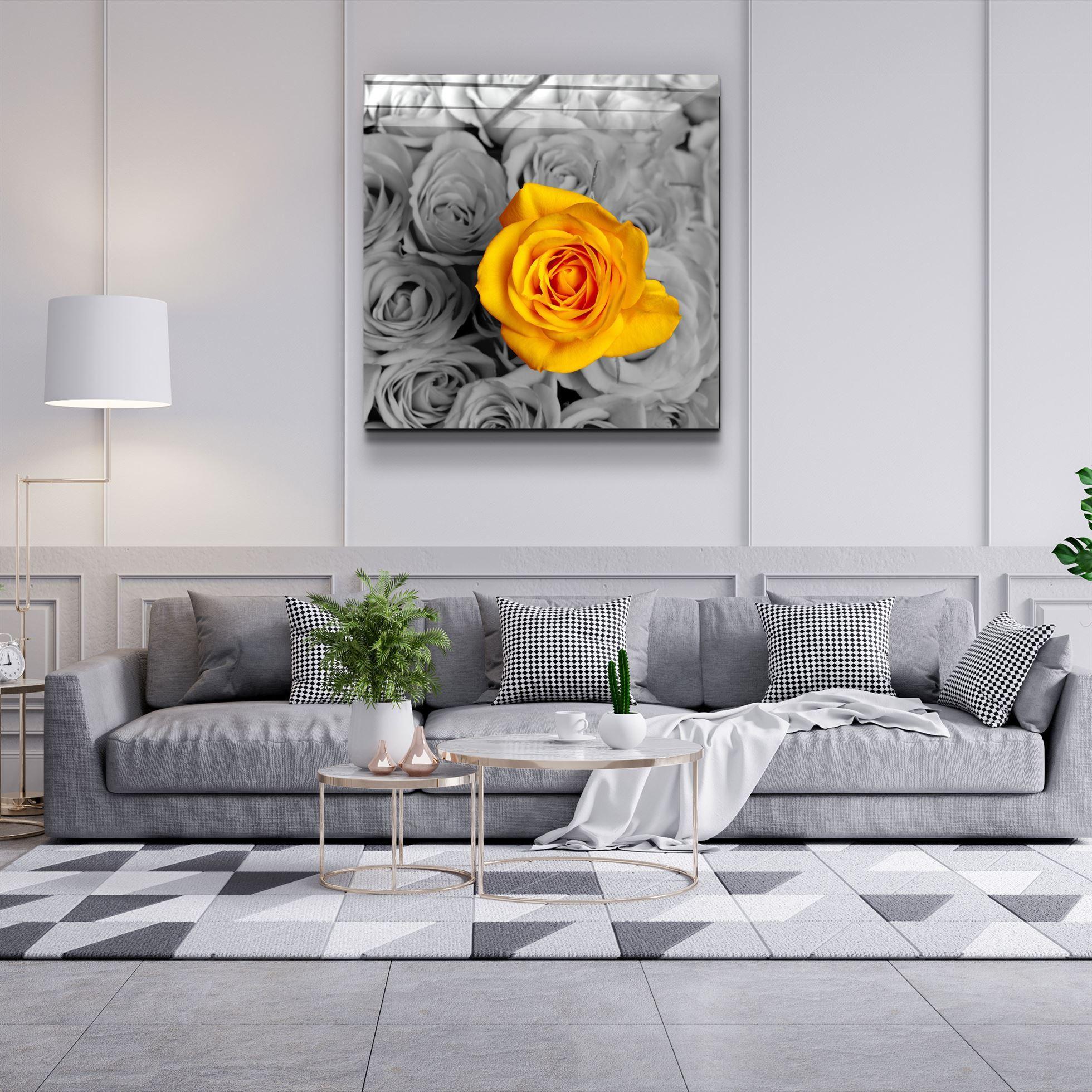 ・"Yellow Rose"・Glass Wall Art - ArtDesigna Glass Printing Wall Art