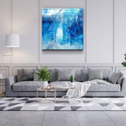 Blue Dreams Abstract | Glass Wall Art - Artdesigna