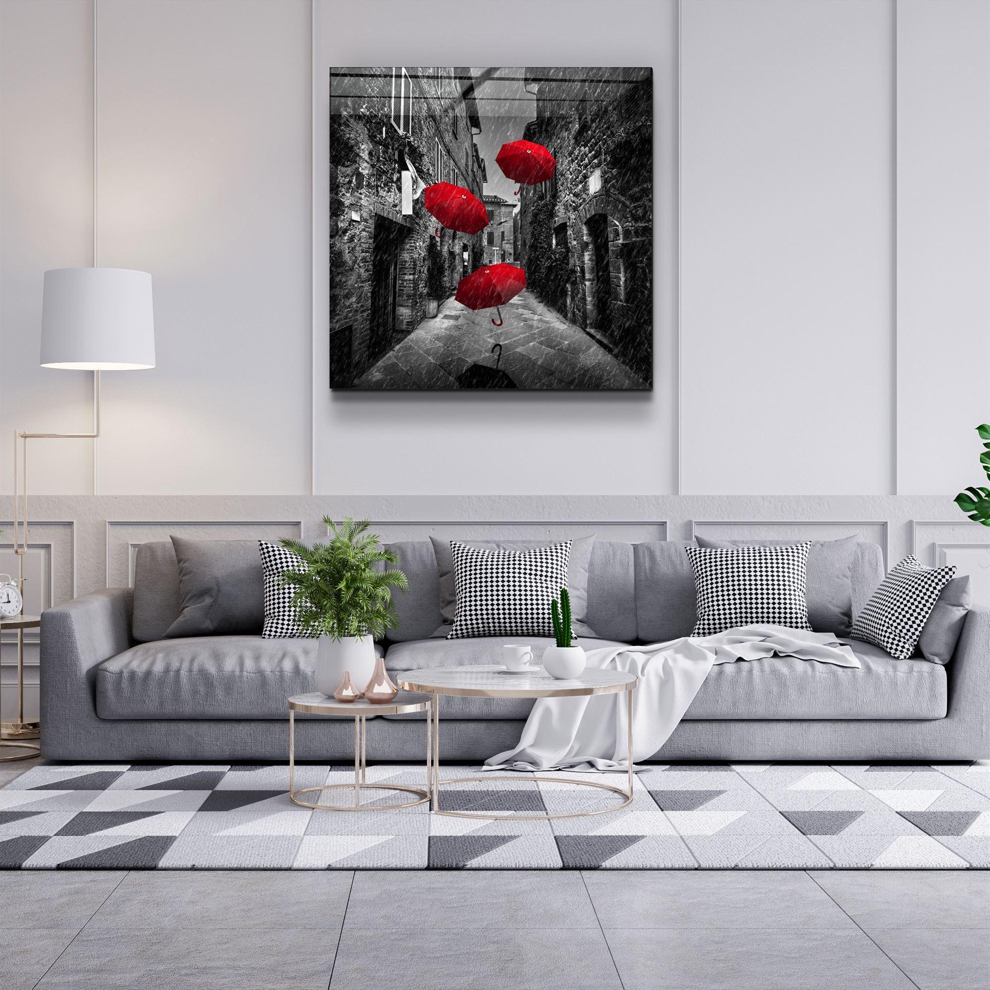 ・"Red Gingham"・Glass Wall Art - ArtDesigna Glass Printing Wall Art