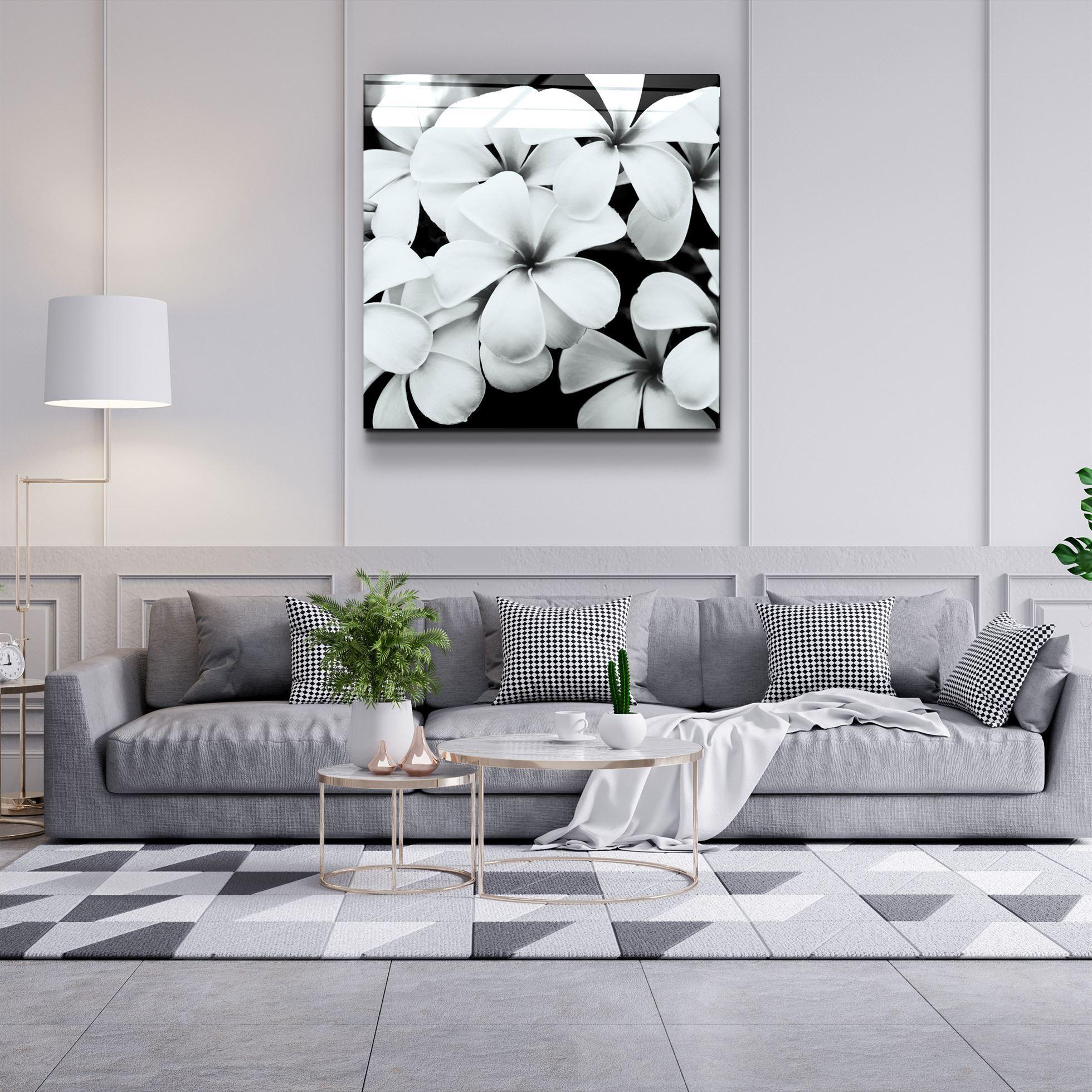 ・"Black and White Flowers"・Glass Wall Art - ArtDesigna Glass Printing Wall Art