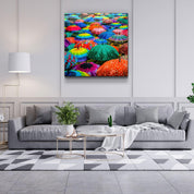 ・"Colorful Umbrellas"・Glass Wall Art - ArtDesigna Glass Printing Wall Art