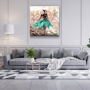 ・"Woman (Green)"・Glass Wall Art - ArtDesigna Glass Printing Wall Art