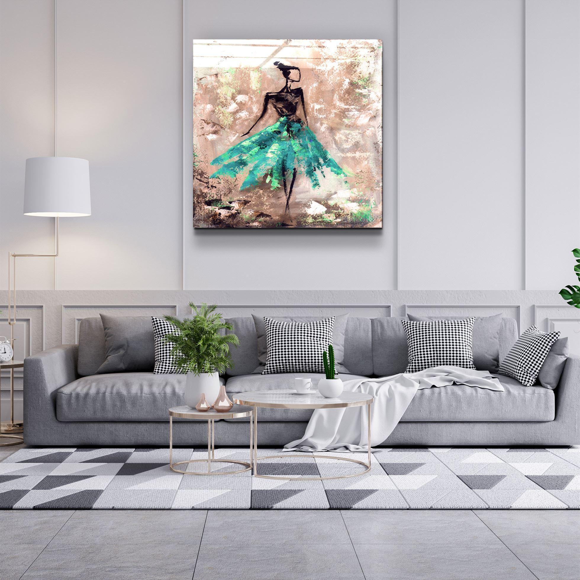 ・"Woman (Green)"・Glass Wall Art - ArtDesigna Glass Printing Wall Art