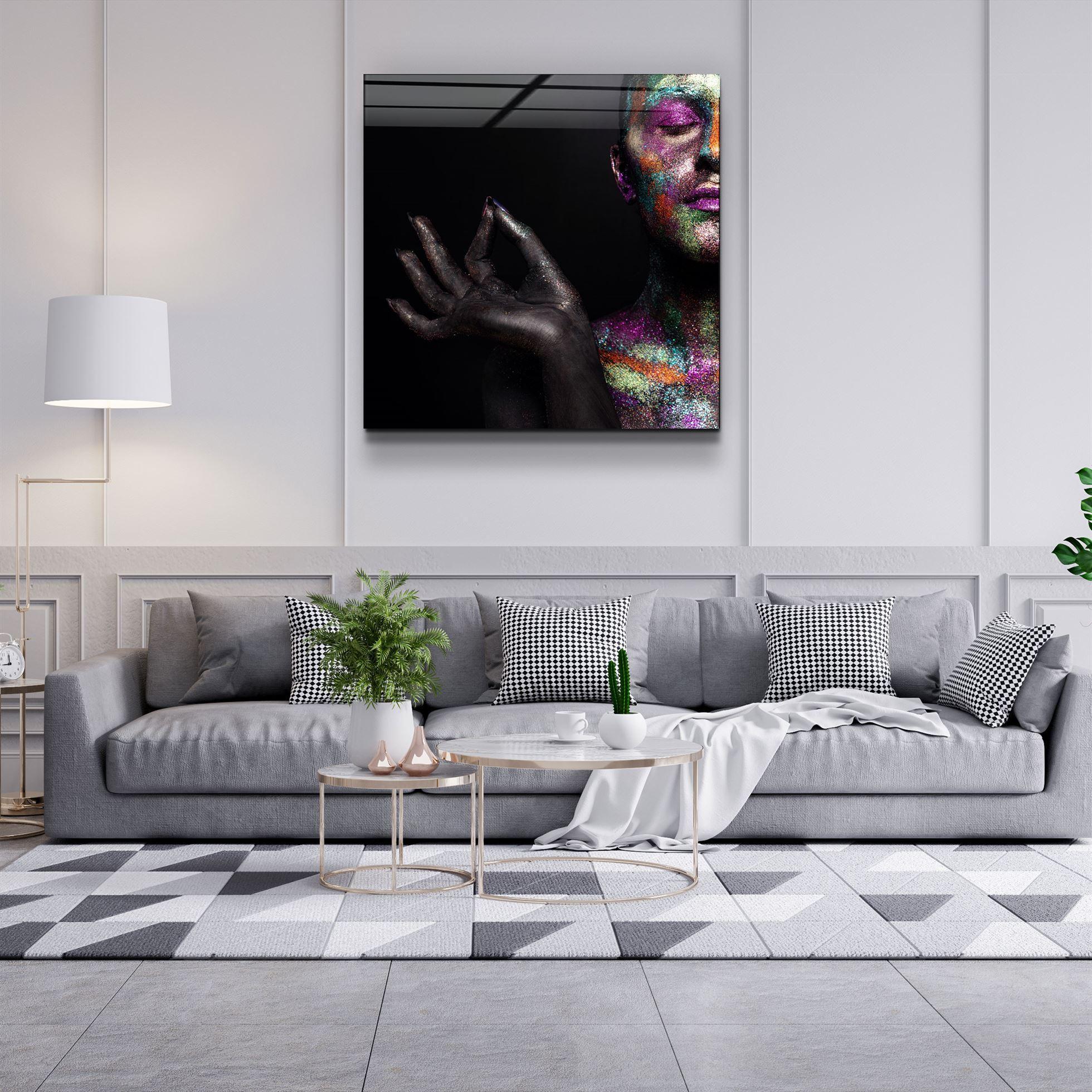 ・"Shimmering Yoga"・Glass Wall Art - ArtDesigna Glass Printing Wall Art